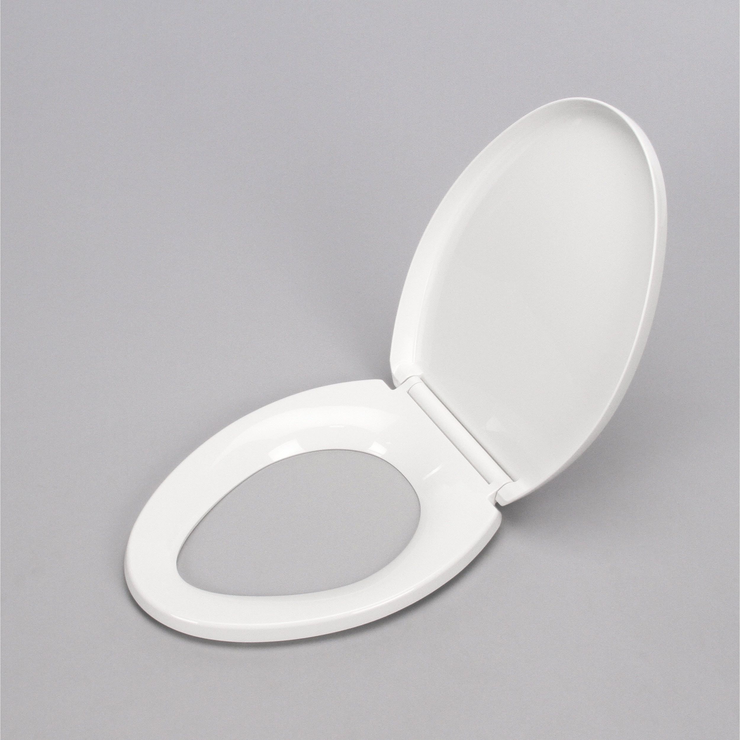 New White Hard Toilet Seat Oval Shell Shape With Hinges WC Bathroom Washroom 