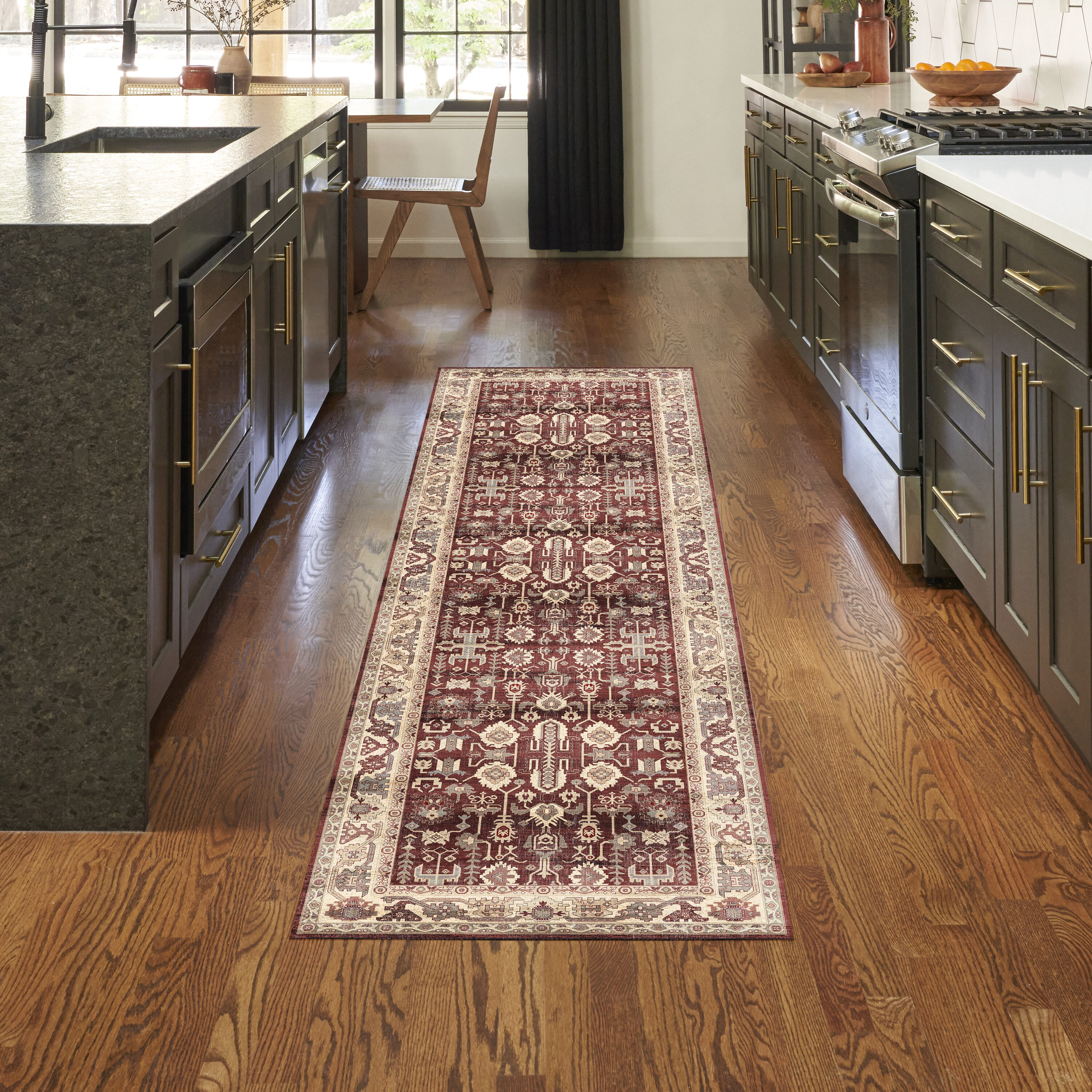 Nourison Home 099446931894 Vintage Home 2 x 8 (ft) Polyester Red Rectangular Indoor Distressed/Overdyed Persian Runner rug