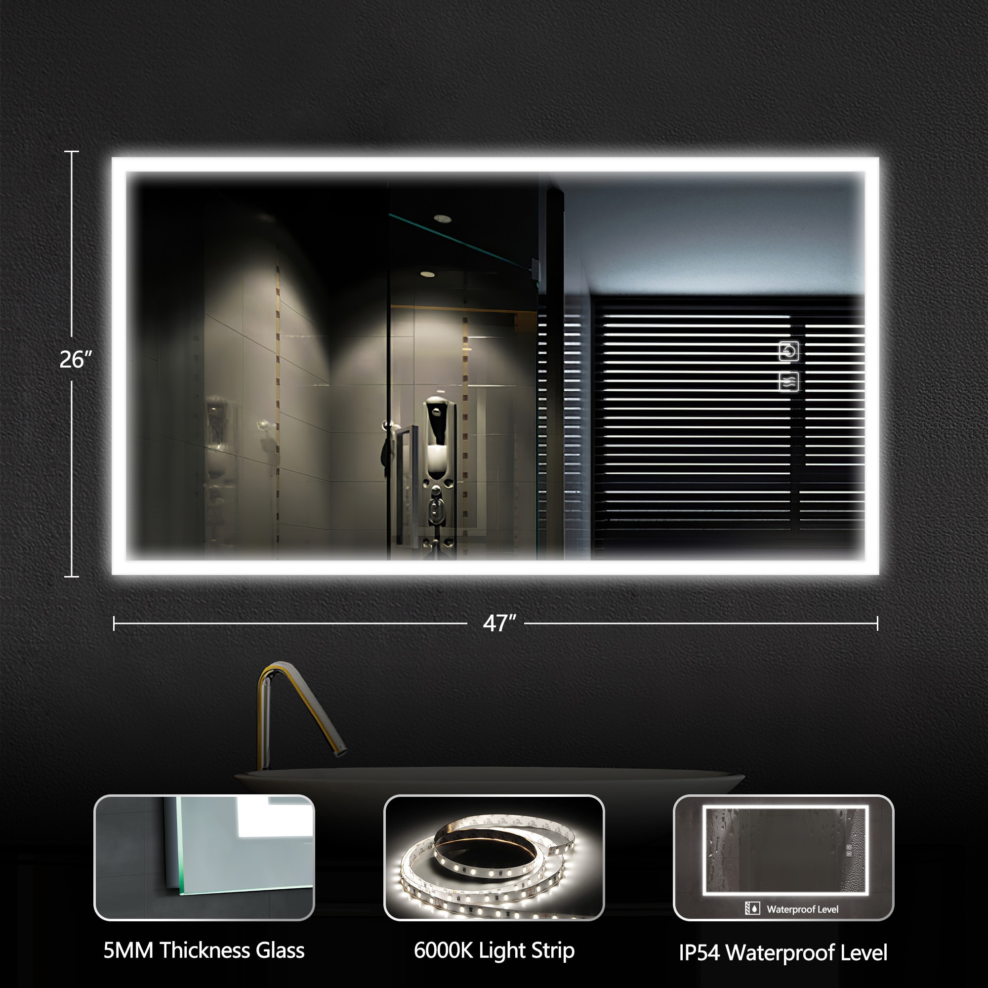 Dovelina LS-A-MR03084 Framed-Bath-Mirrors - View #6