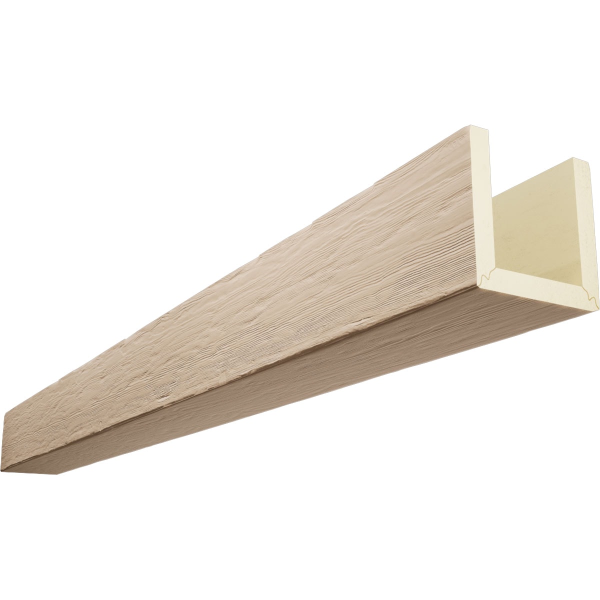 Ekena Millwork BMRS3C0060X040X120UN 1-in x 6-in x 10-ft Factory Prepped Unfinished Urethane U-Shaped Decorative Beam