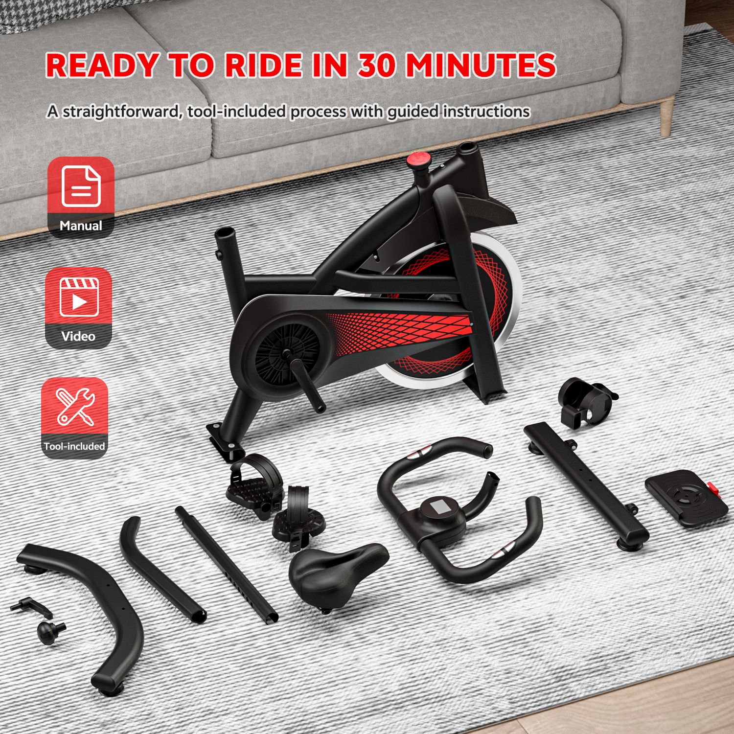 Redliro EB-KK680-RD Exercise-Bikes - View #9