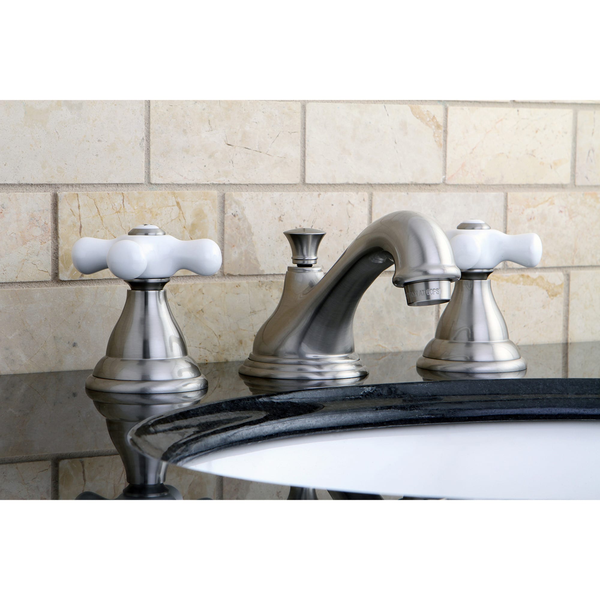 Elements of Design ES5568PX Royale Satin nickel Widespread 2-handle Low-arc Residential Handle Bathroom Sink Faucet with Drain