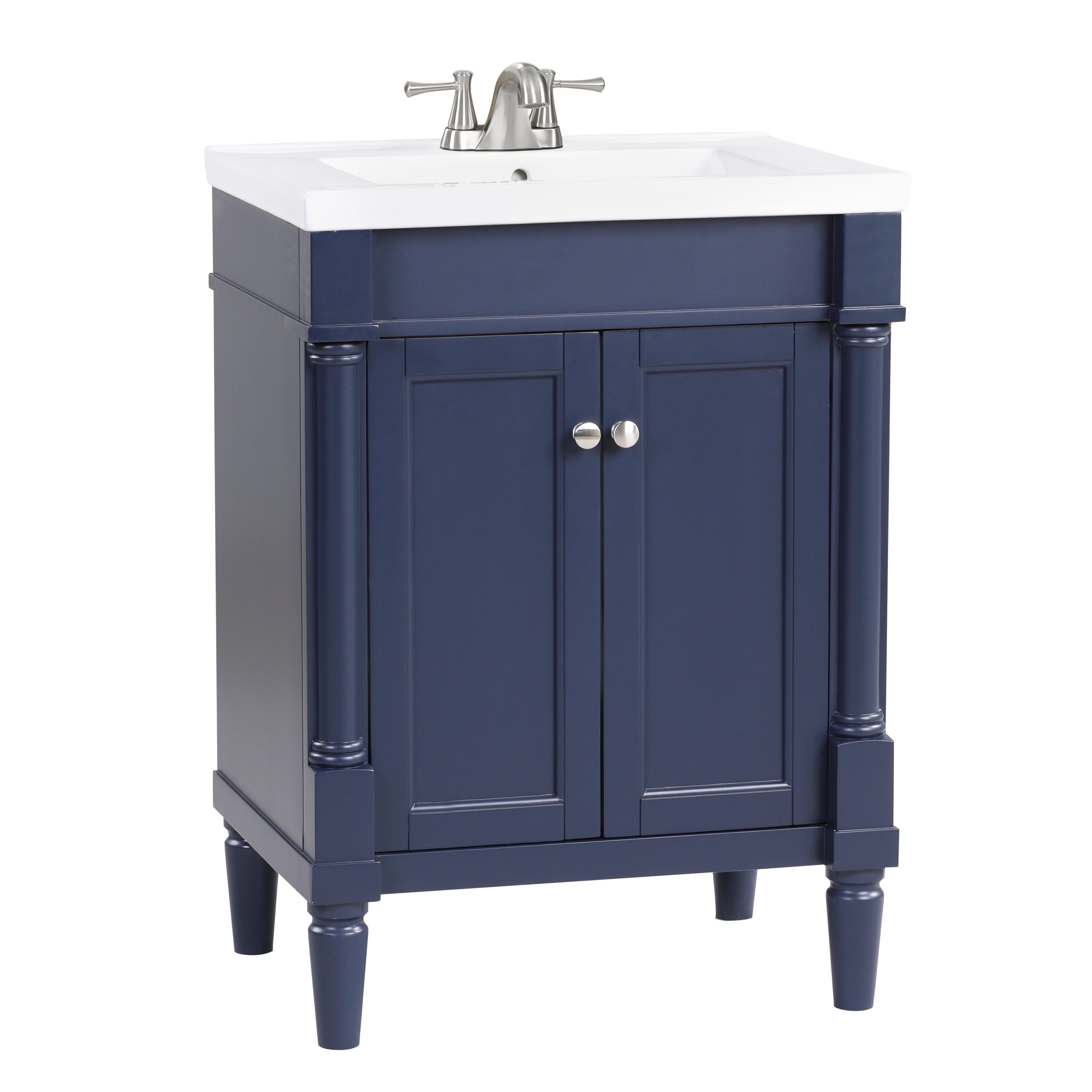 allen + roth Stanton 24-in Navy Blue Single Sink Bathroom Vanity with ...