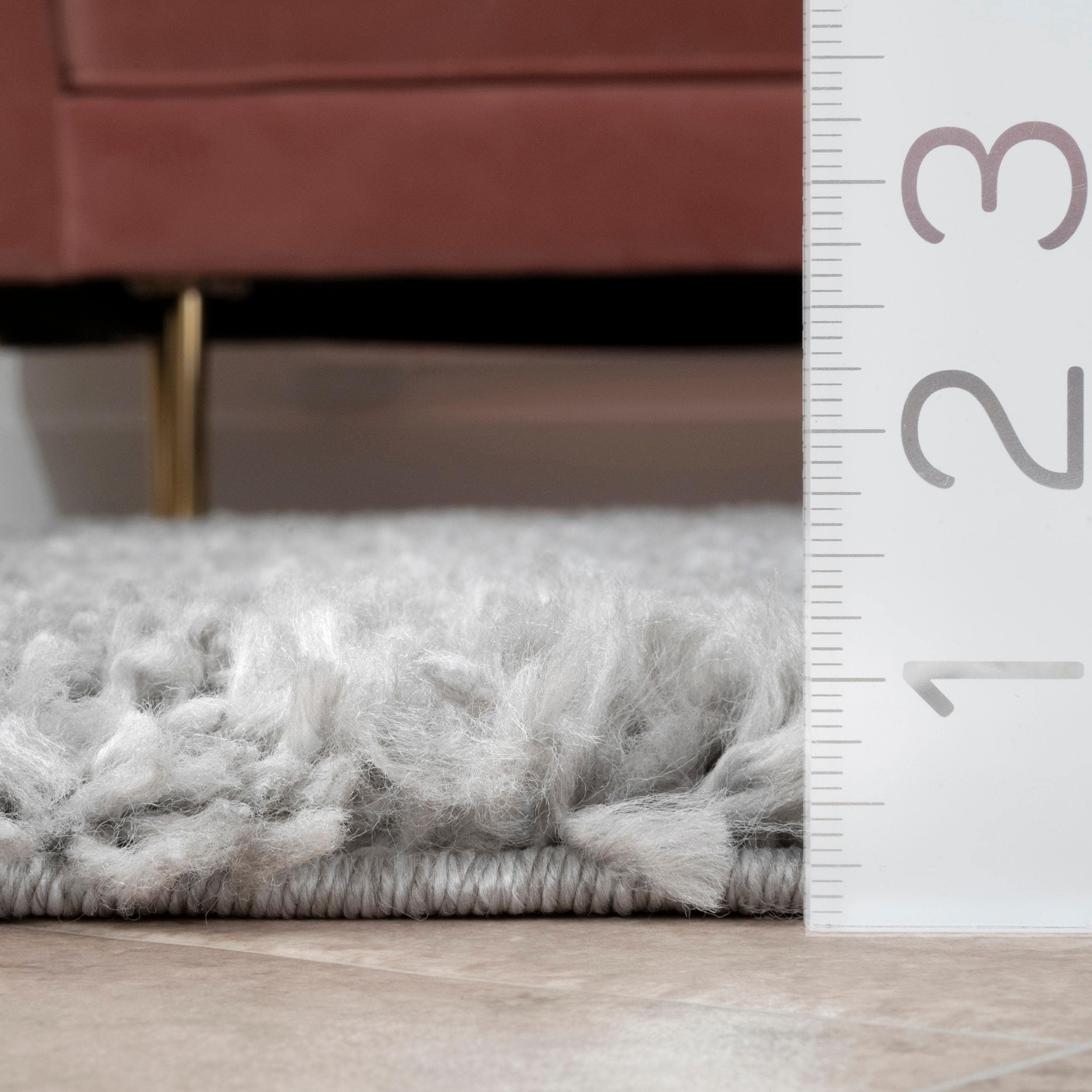 Kara Thick Gray Synthetic Shag Runner Rug 2' 8" x 8'