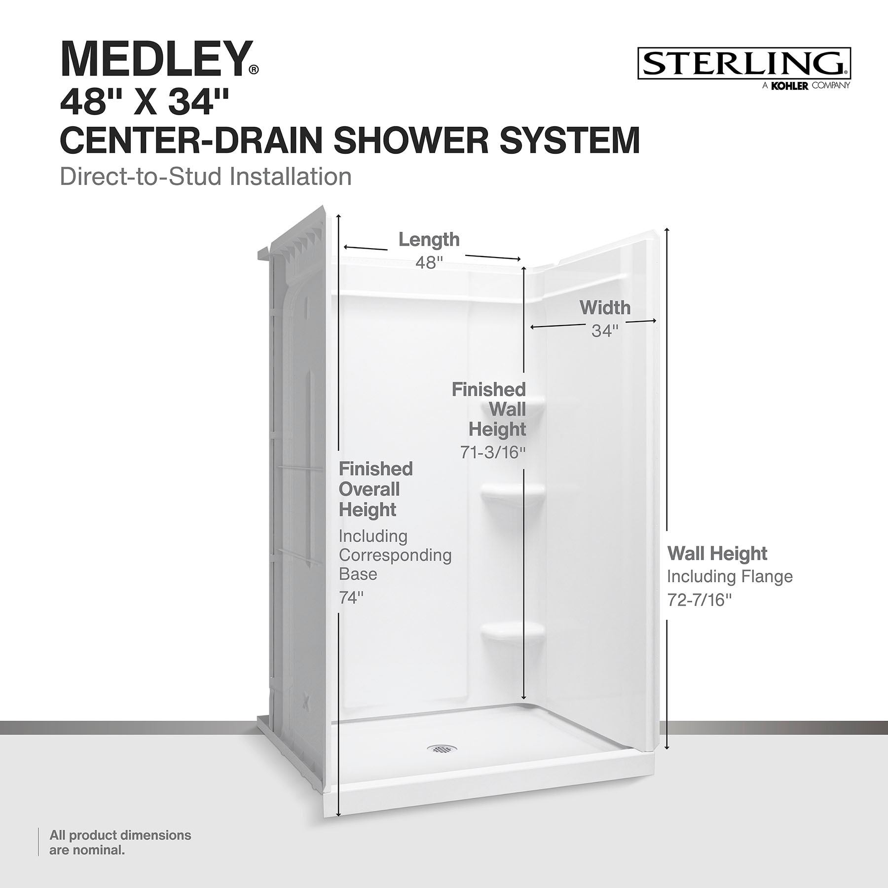 Sterling 72412800-0 Shower-Wall-Surrounds - View #6