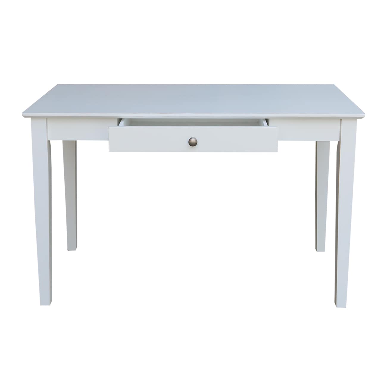 Transitional Beach White 48" Solid Hardwood Home Office Desk with Drawer