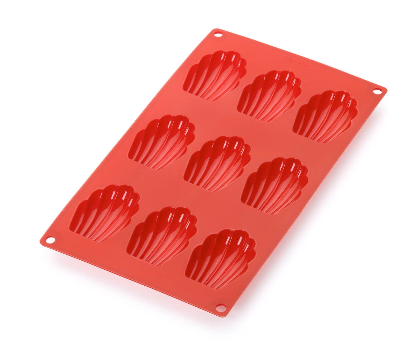 Lekue 0620609R01M022  Silicone 9 Cavity Madeleine Baking Mold Red