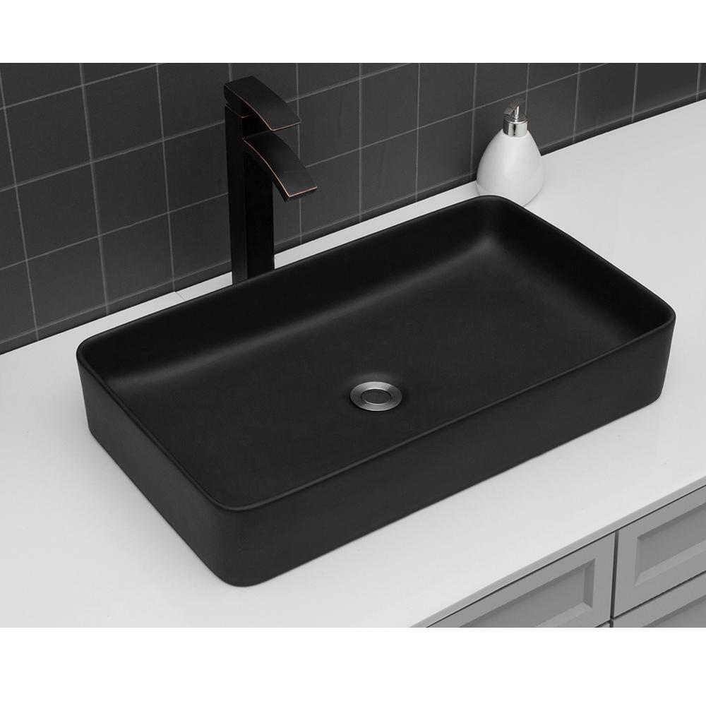 Lordear Ceramic Vessel Sink Ceramic Vessel Rectangular Modern Black ...