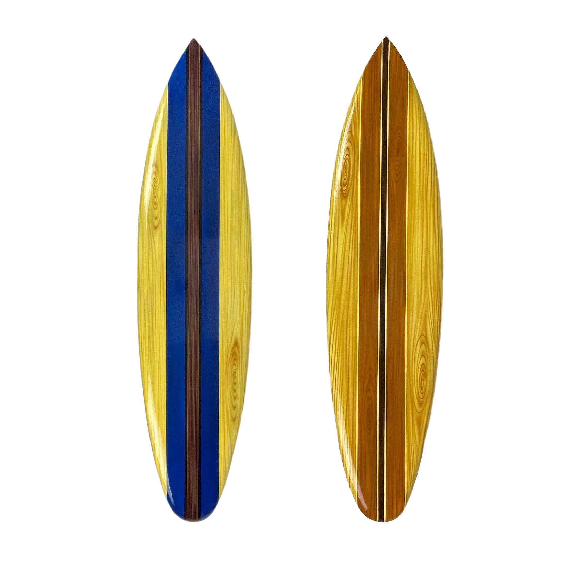 Zeckos ZKO-99232-233-SET Set of 2 Wooden Striped Surfboard Wall Hangings 39 Inches Long