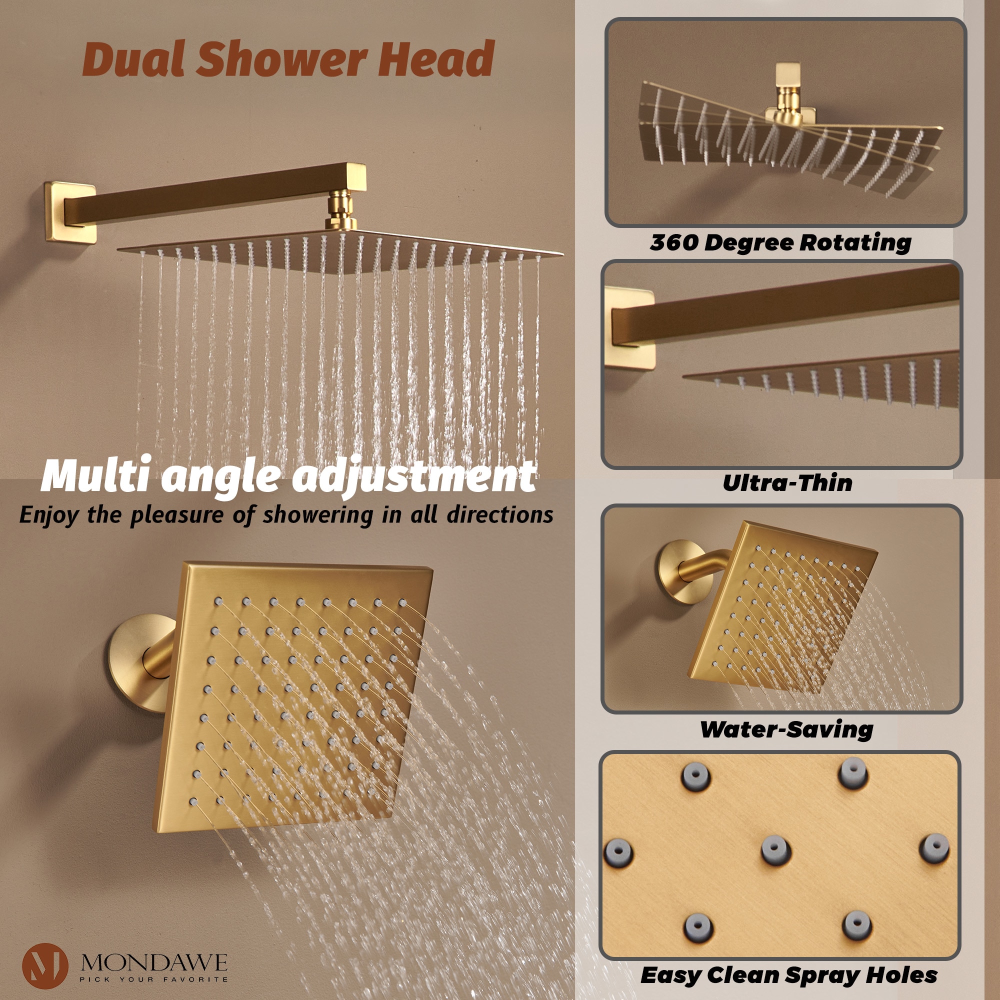 Mondawe MOSL041-16MB Showerhead-Bar-Panels - View #6