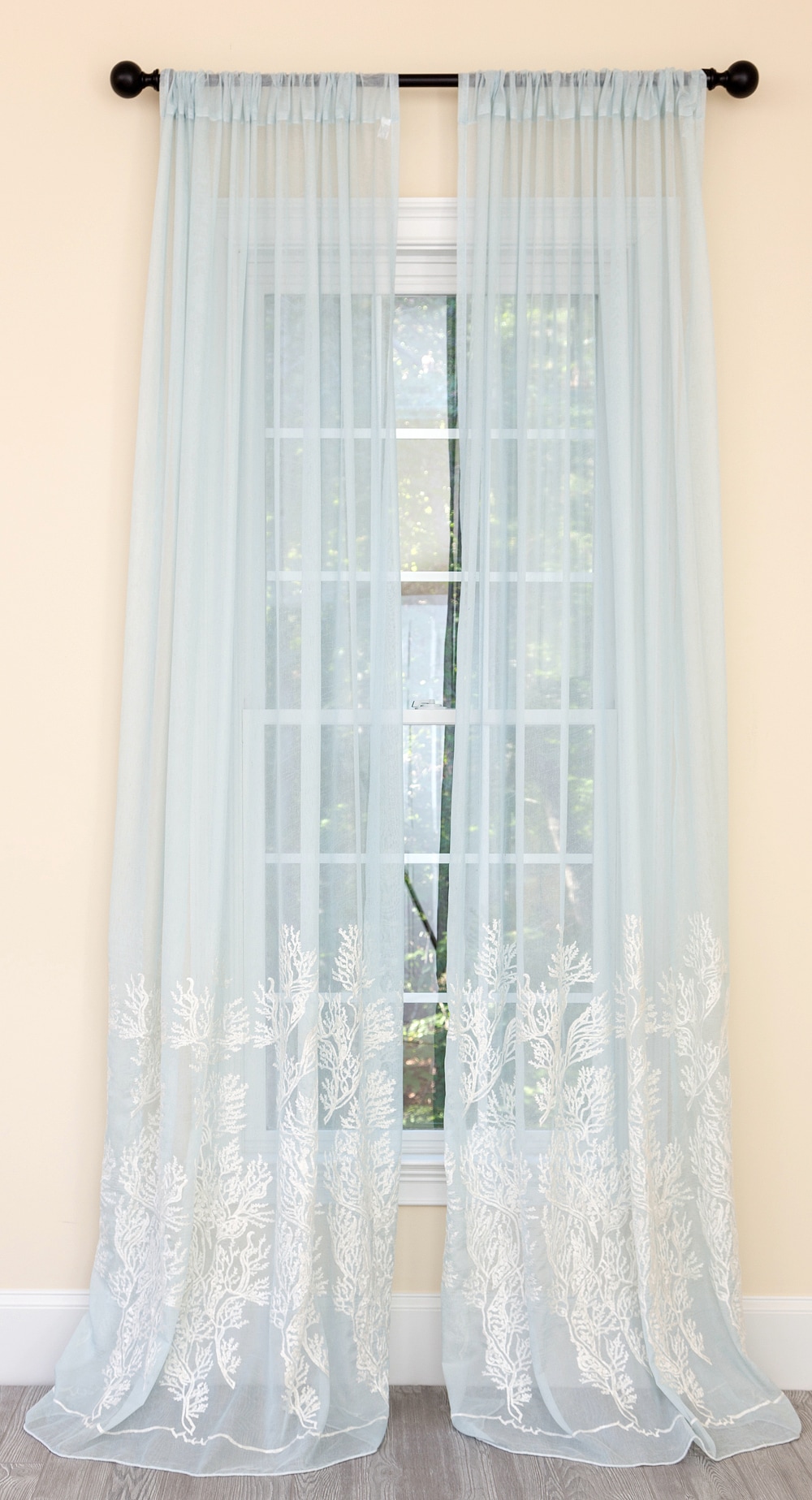 MANOR LUXE ML1915054120AQUA 120-in Aqua Sheer Rod Pocket Single Curtain Panel