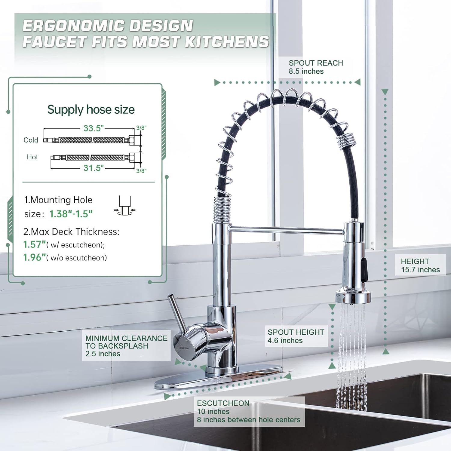 WEWE B09V7WWYWY Kitchen-Faucets - View #2