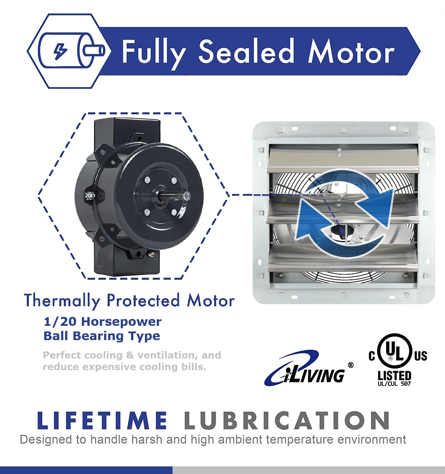 iLIVING ILG8SF12V Wall-Mounted-Fans - View #3
