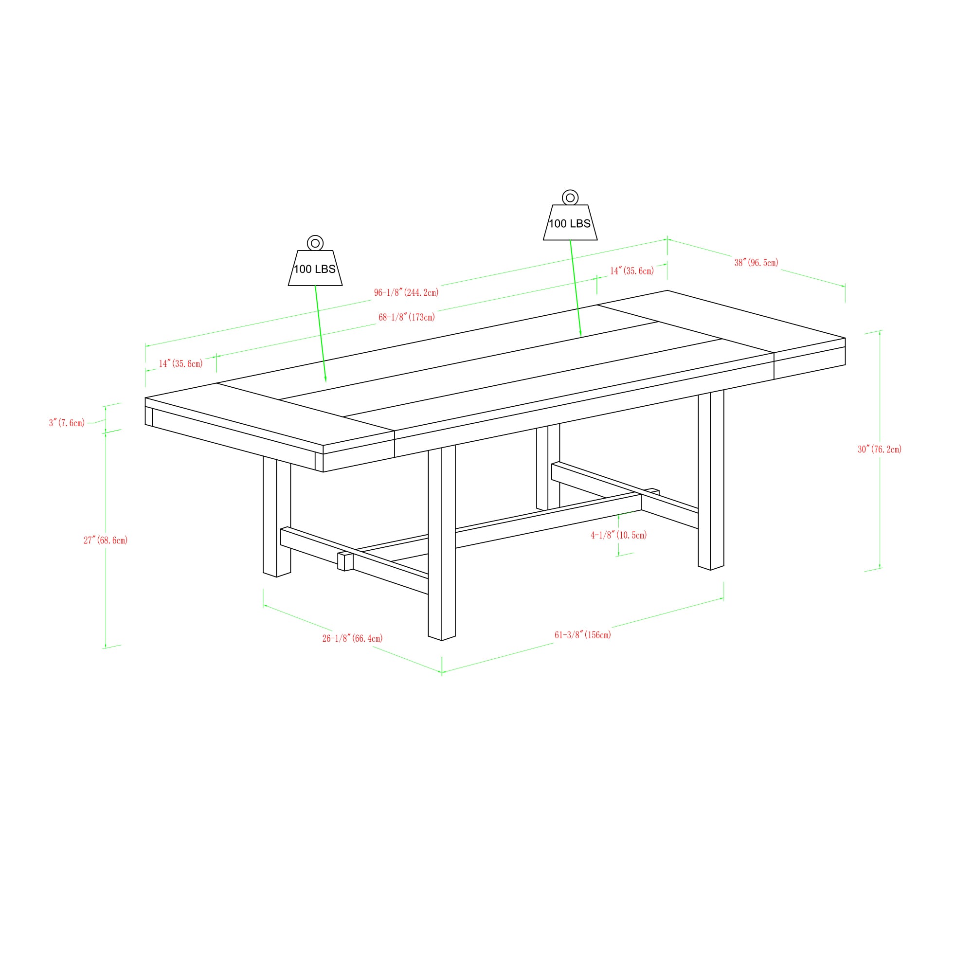 Walker Edison LWW60HDO Dining-Tables - View #16