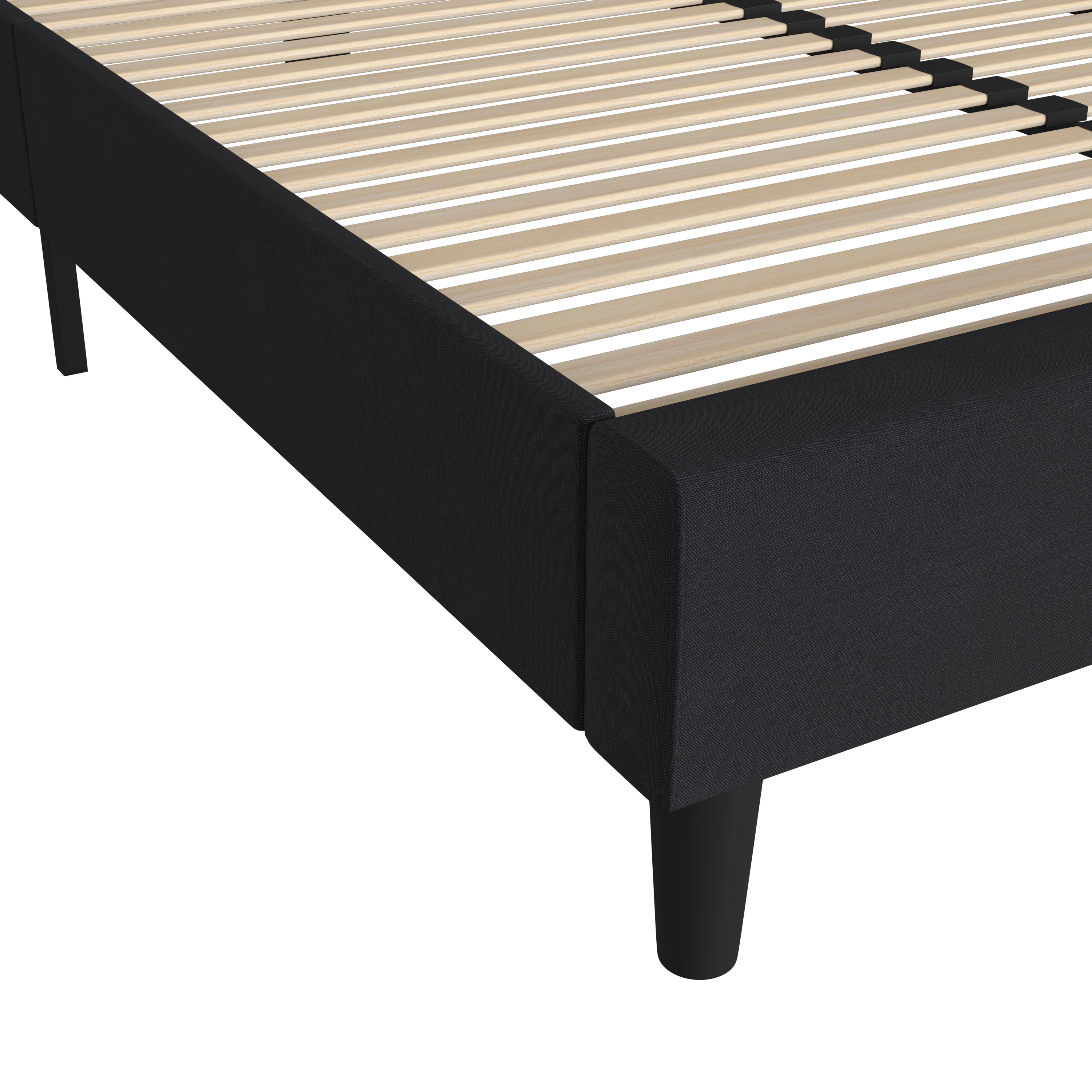 Charcoal Queen Upholstered Platform Bed with Rounded Headboard