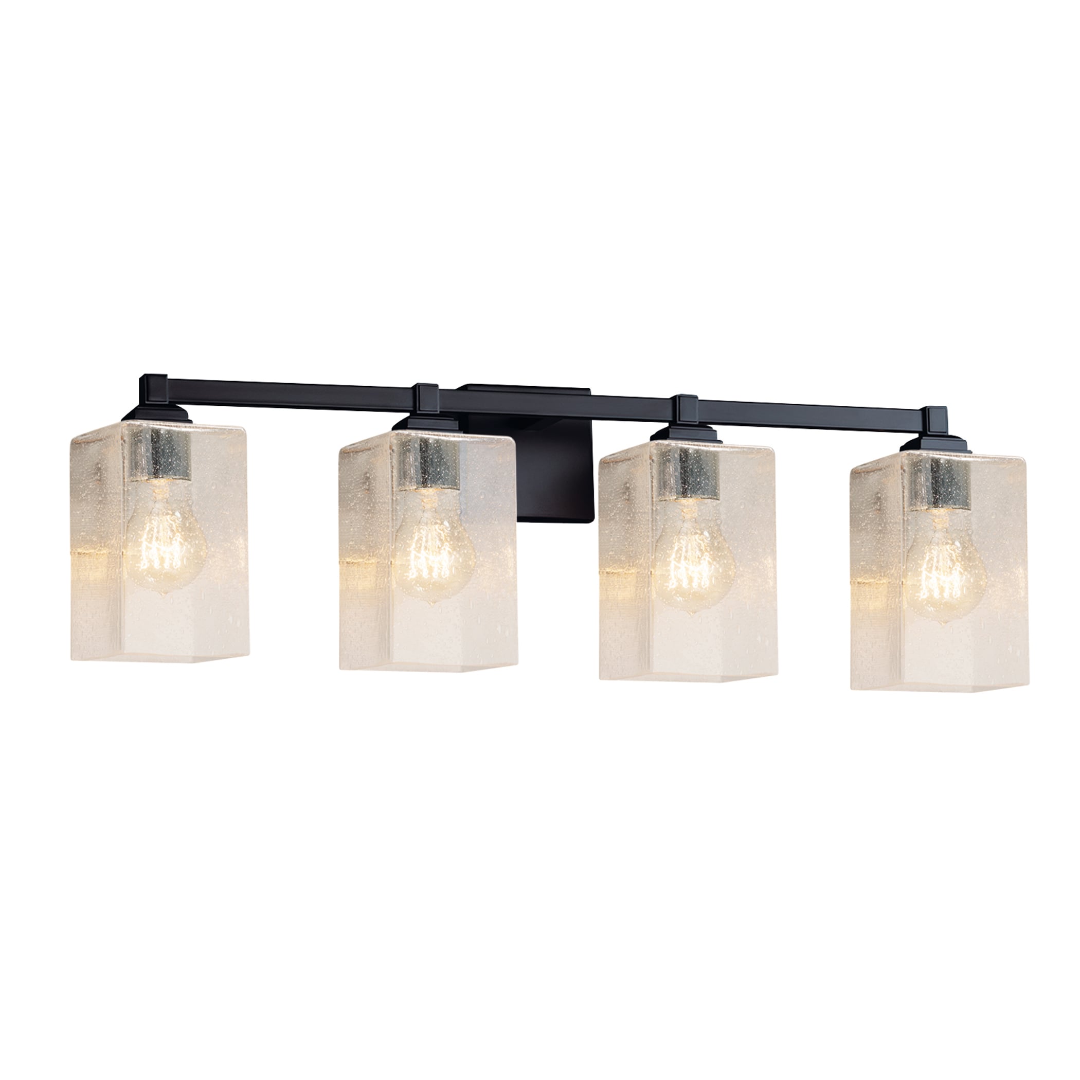 Justice Design Group FSN-8434-15-SEED-MB Fusion- Regency Family 31-in 4-Light Matte Black Modern/Contemporary Vanity Light