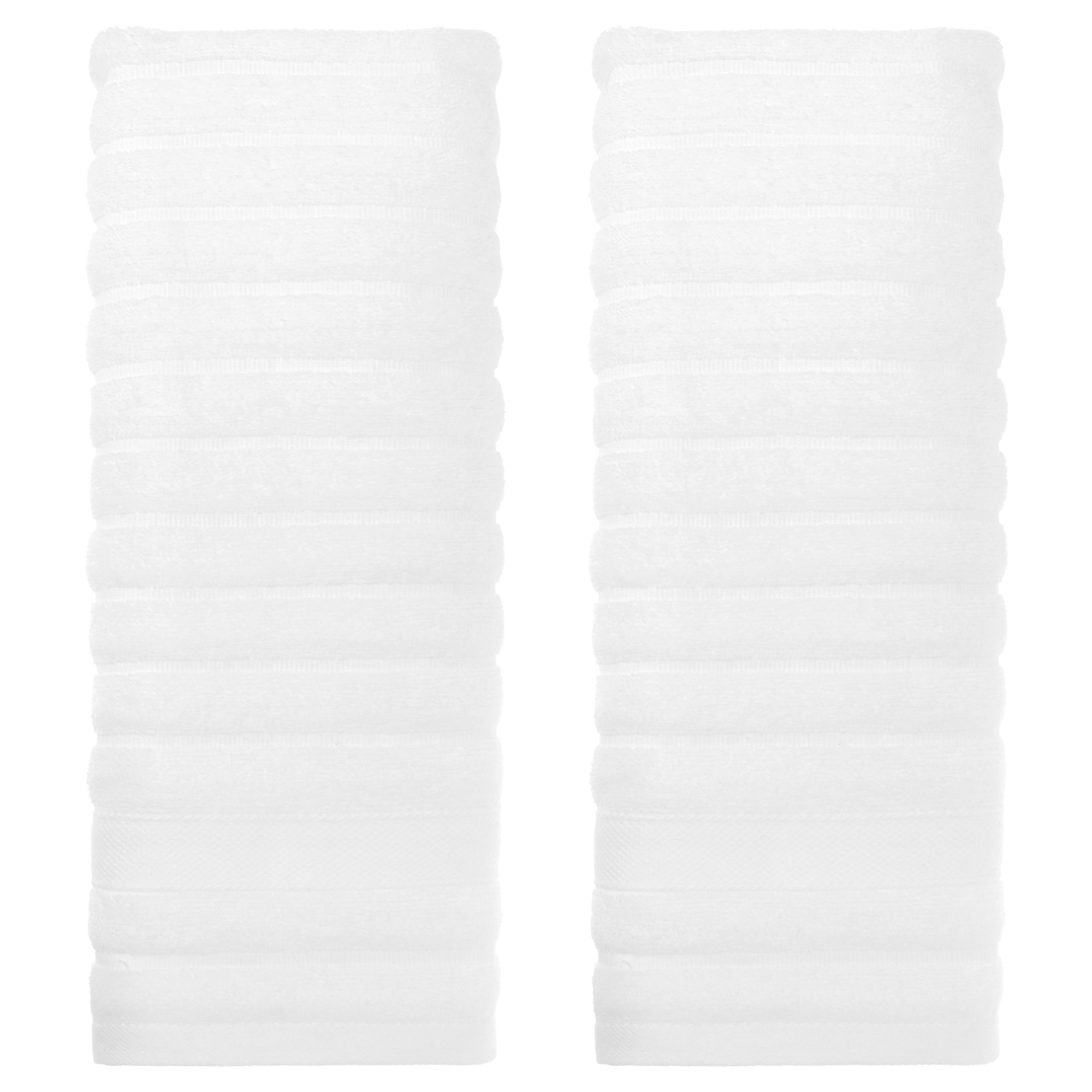 Unique Bargains Cotton Hand Towels for Bathroom Striped Decorative Comfort Towel (14 x 30 Inches) 2pcs White
