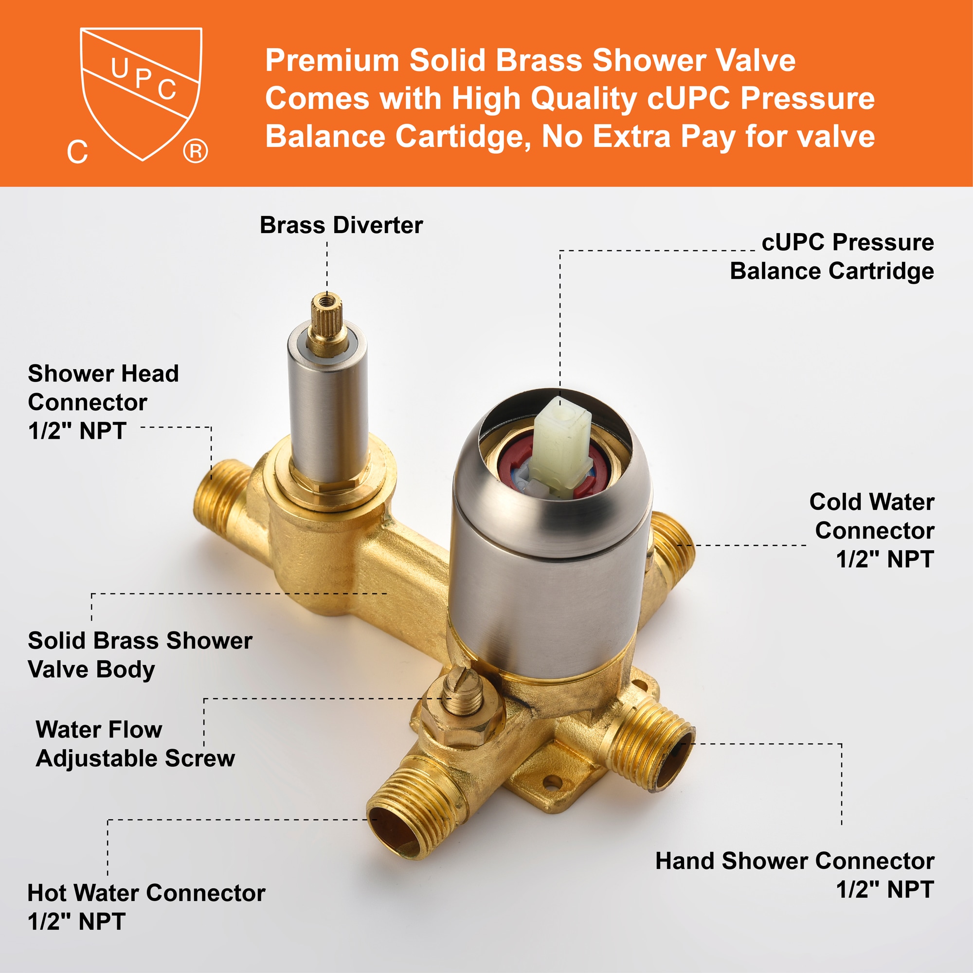 WELLFOR SPA-88009B Showerhead-Bar-Panels - View #10