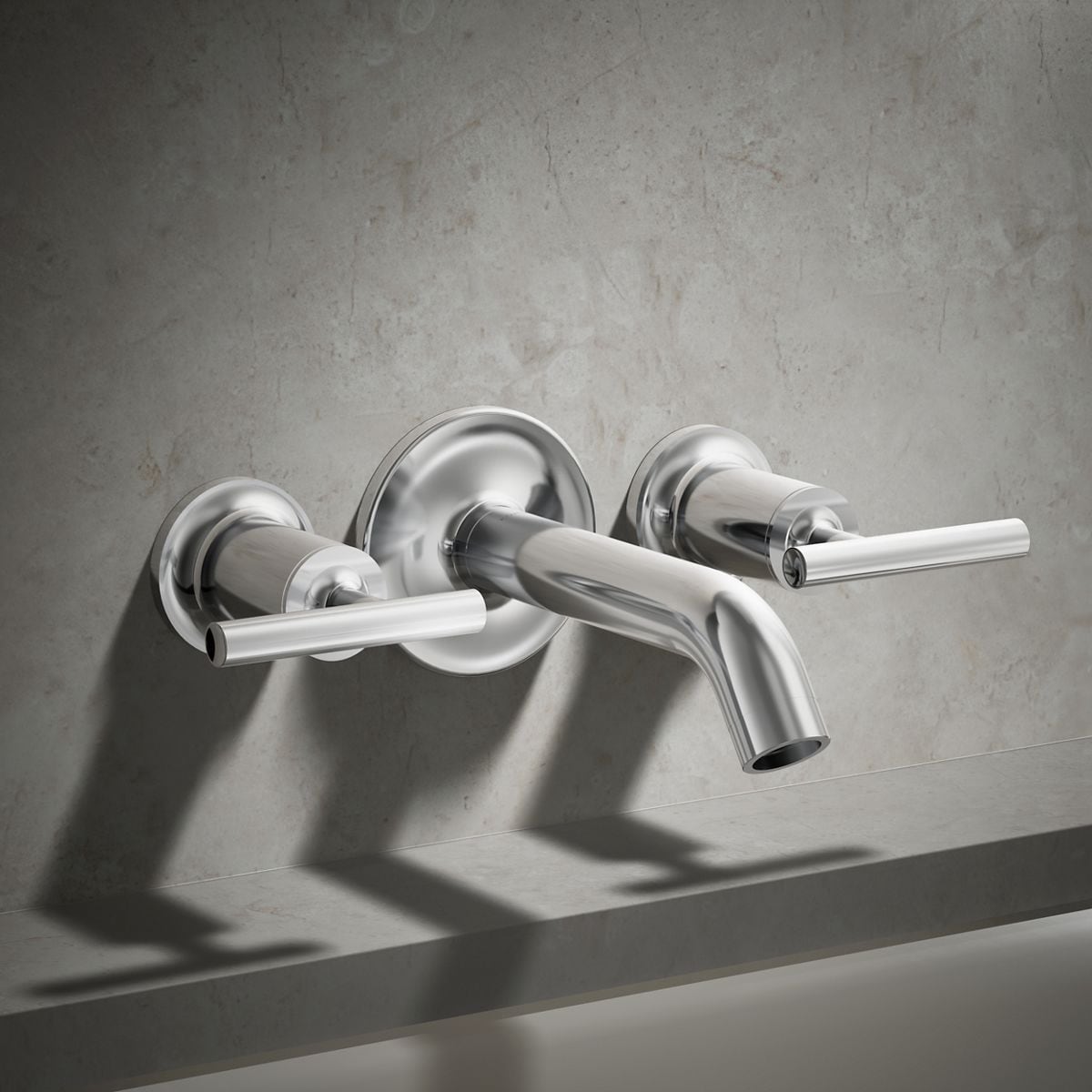 Purist Polished Chrome Double Lever Wall-Mounted Bath Trim