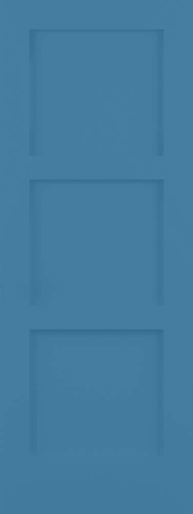RELIABILT LO1369361 Shaker 32-in x 80-in Blue Heron 3-panel square Smooth Solid core Prefinished Pine Wood Slab Door