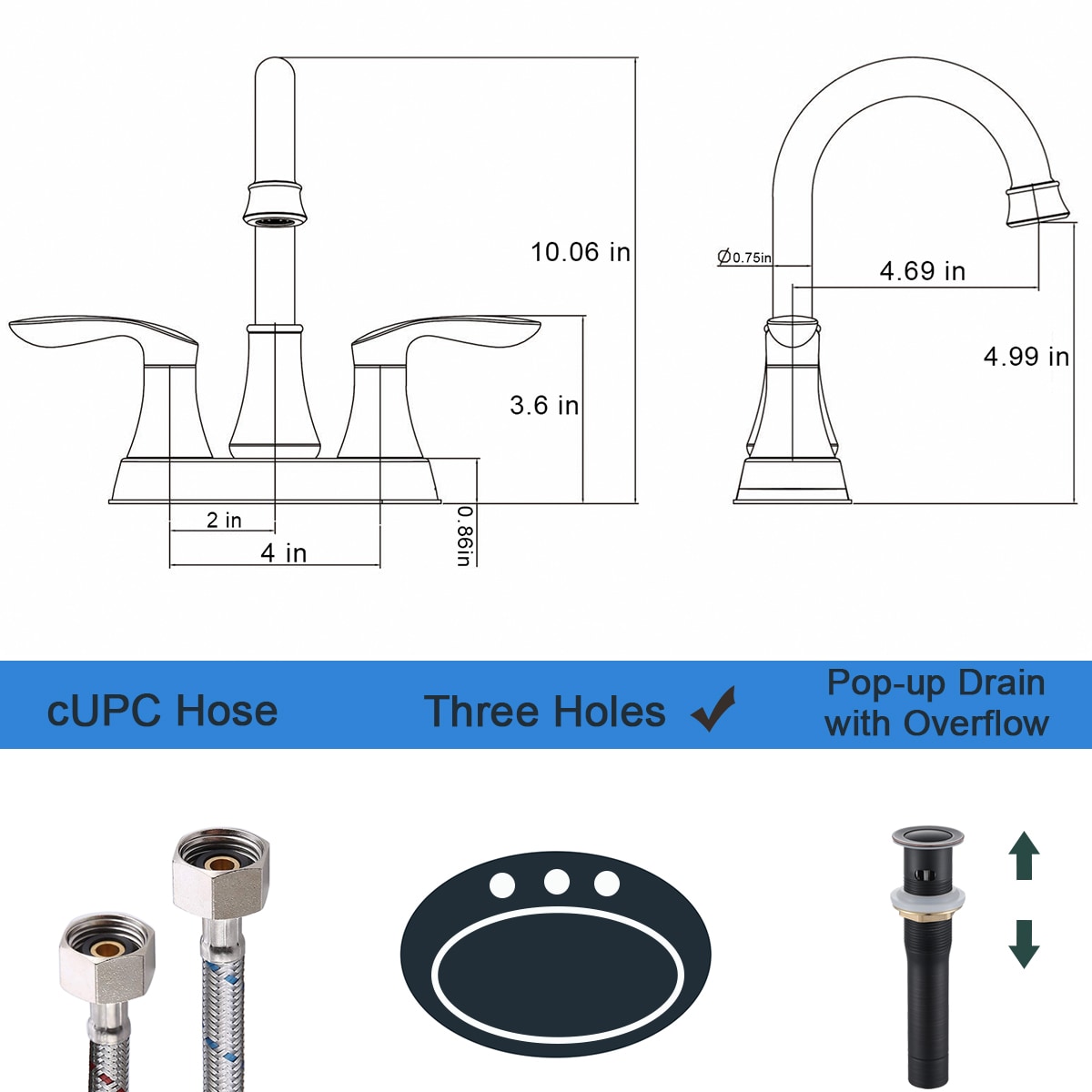 WELLFOR ZQ4011ORB Lavatory-Faucets - View #3