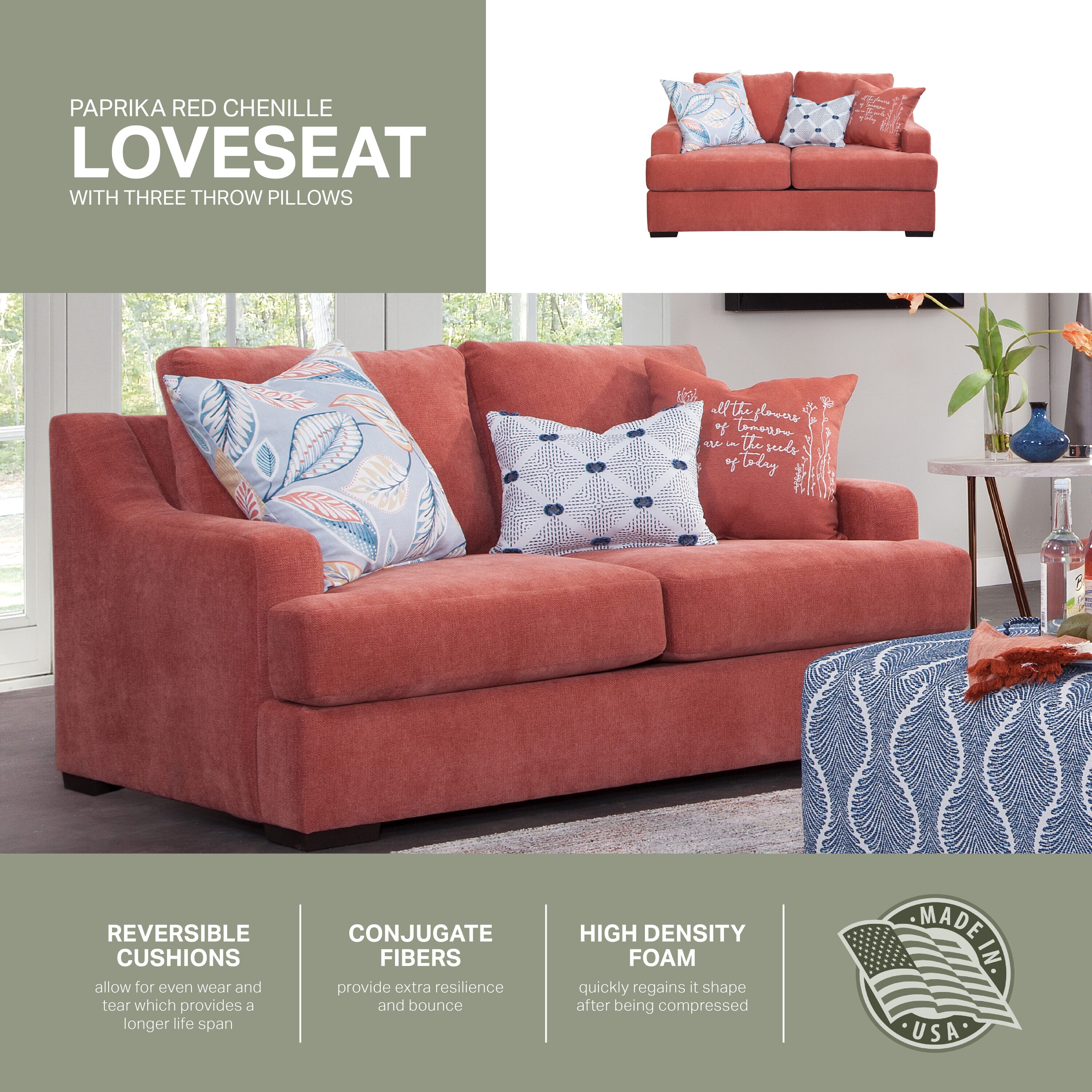 Ivory and Blue Two-Piece Fabric Sectional Sofa with Chaise