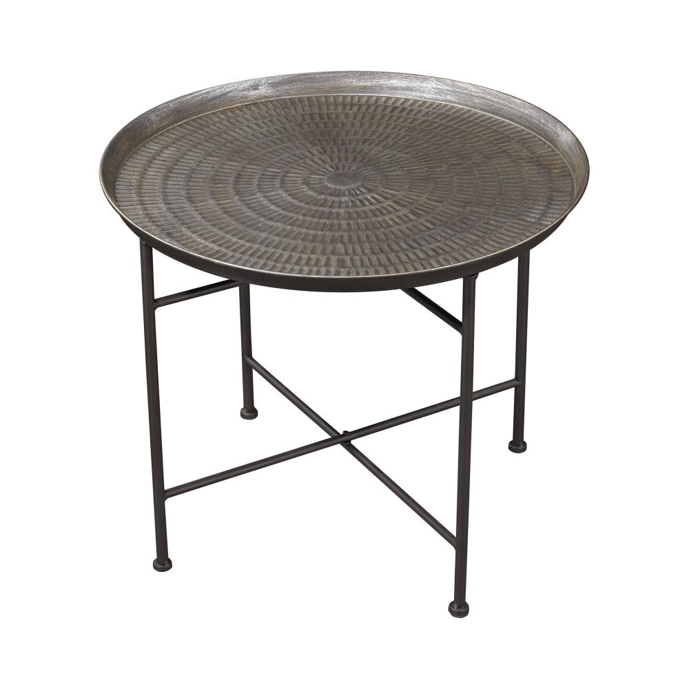 ELK Home 3200-009 Ignition 21-in W x 17-in H Metallic Rub Metal Round Industrial End Table Assembly Required