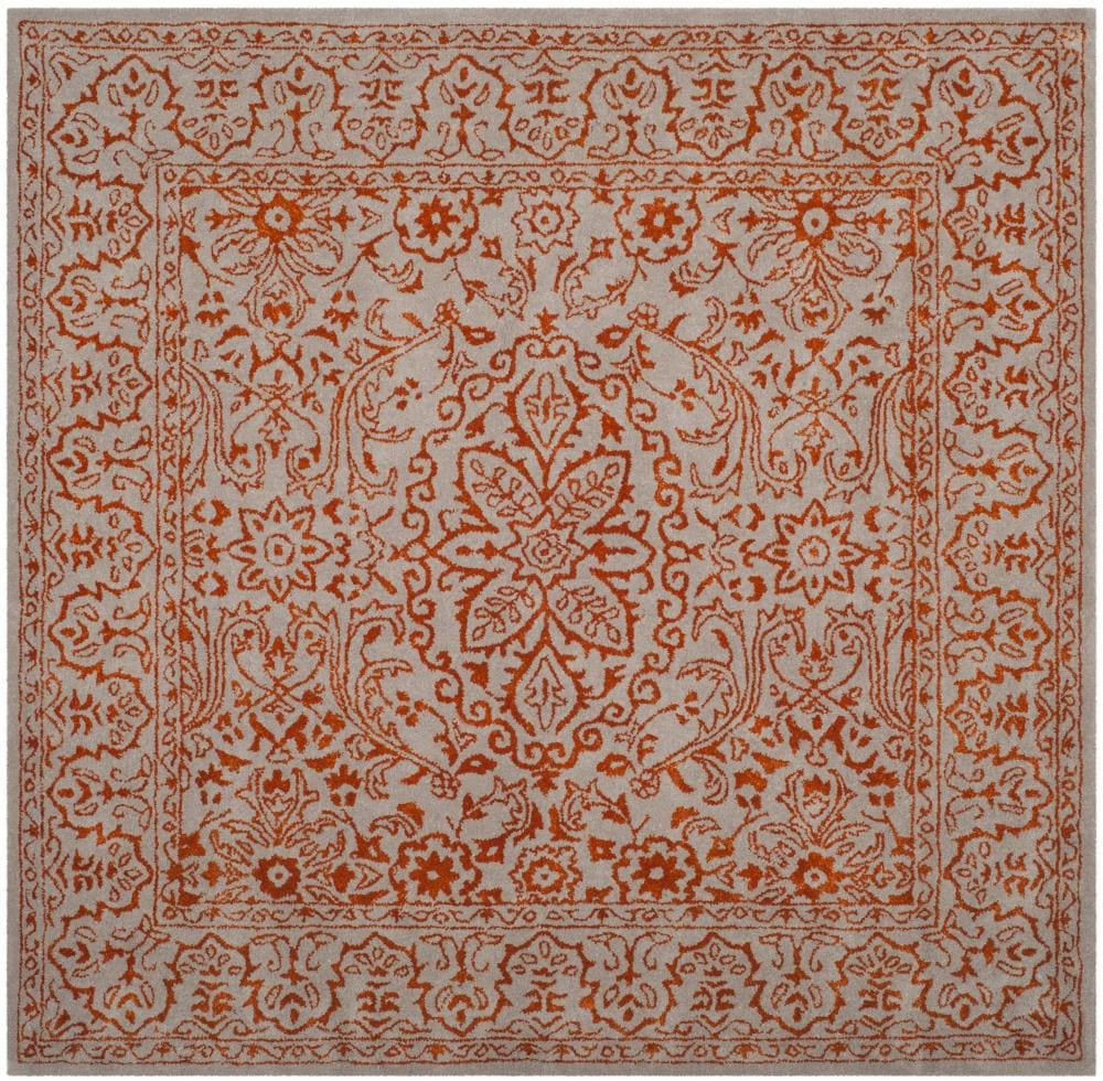 Safavieh GLM516G-6SQ Glamour Cleo 6 x 6 (ft) Tufted Synthetic Gray/Rust Square Indoor Floral/Botanical Vintage Area rug