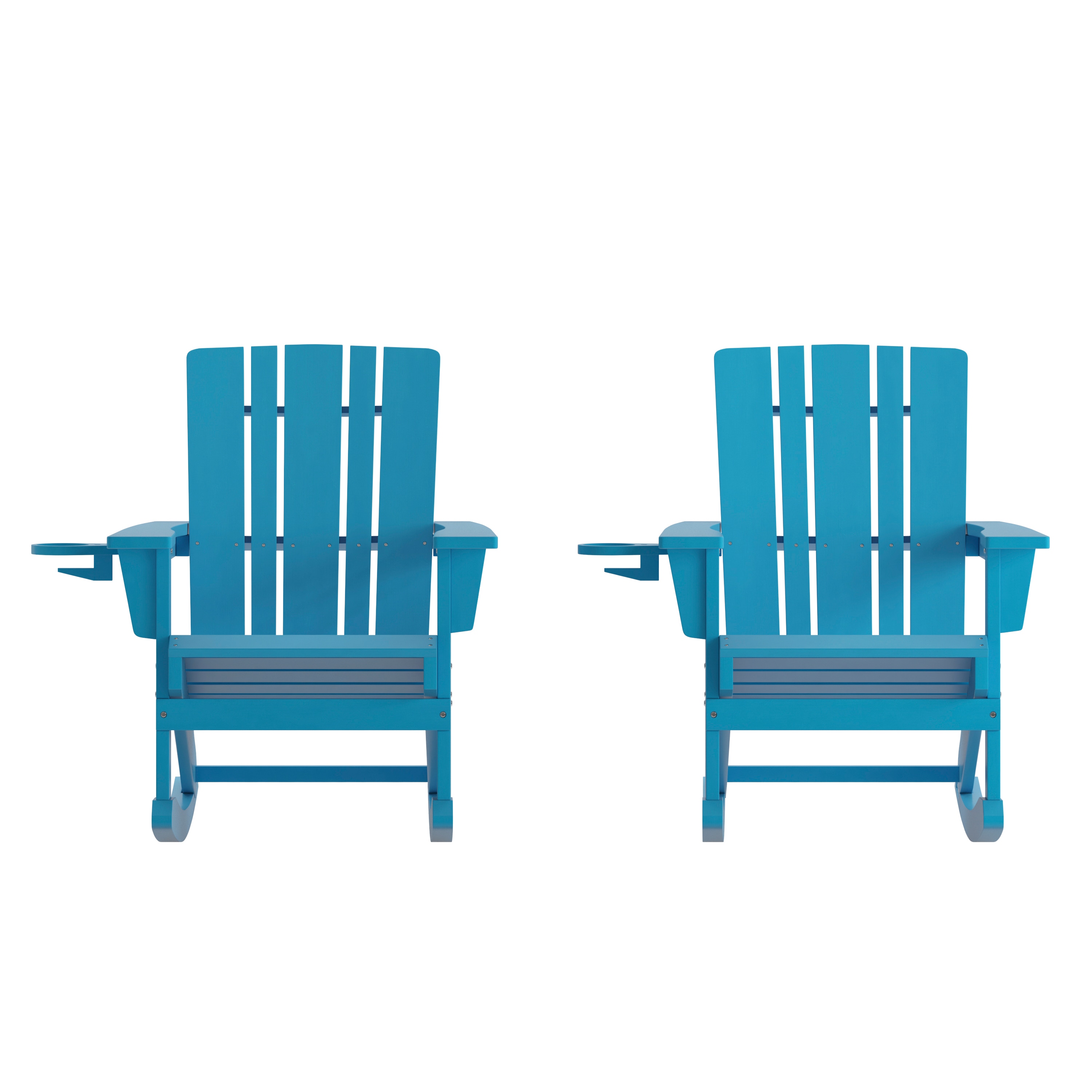 Flash Furniture 196861019173 Halifax Set of 2 Blue Polyethylene Frame Rocking Chair with Slat Seat