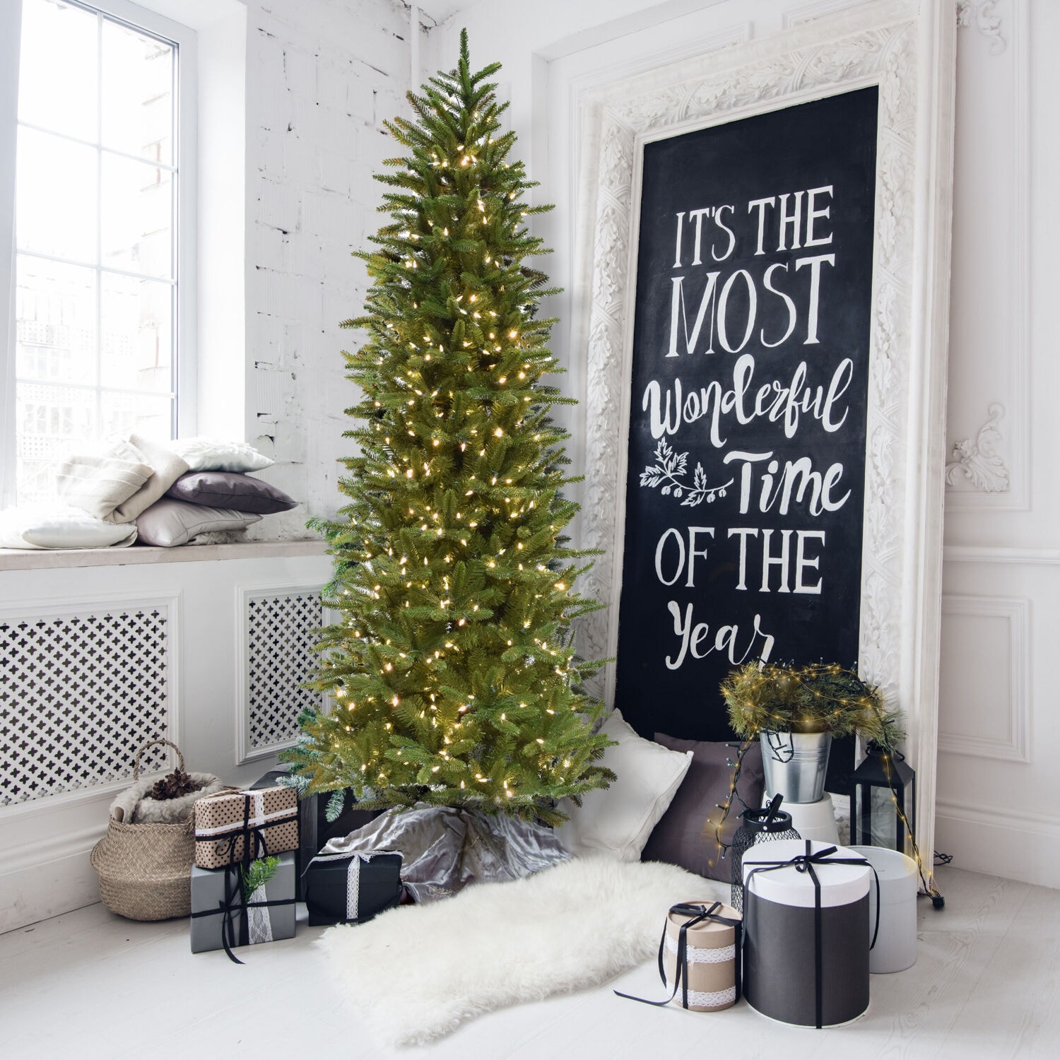 Carmel Pine 7.5-Ft Artificial Christmas Tree with White Lights