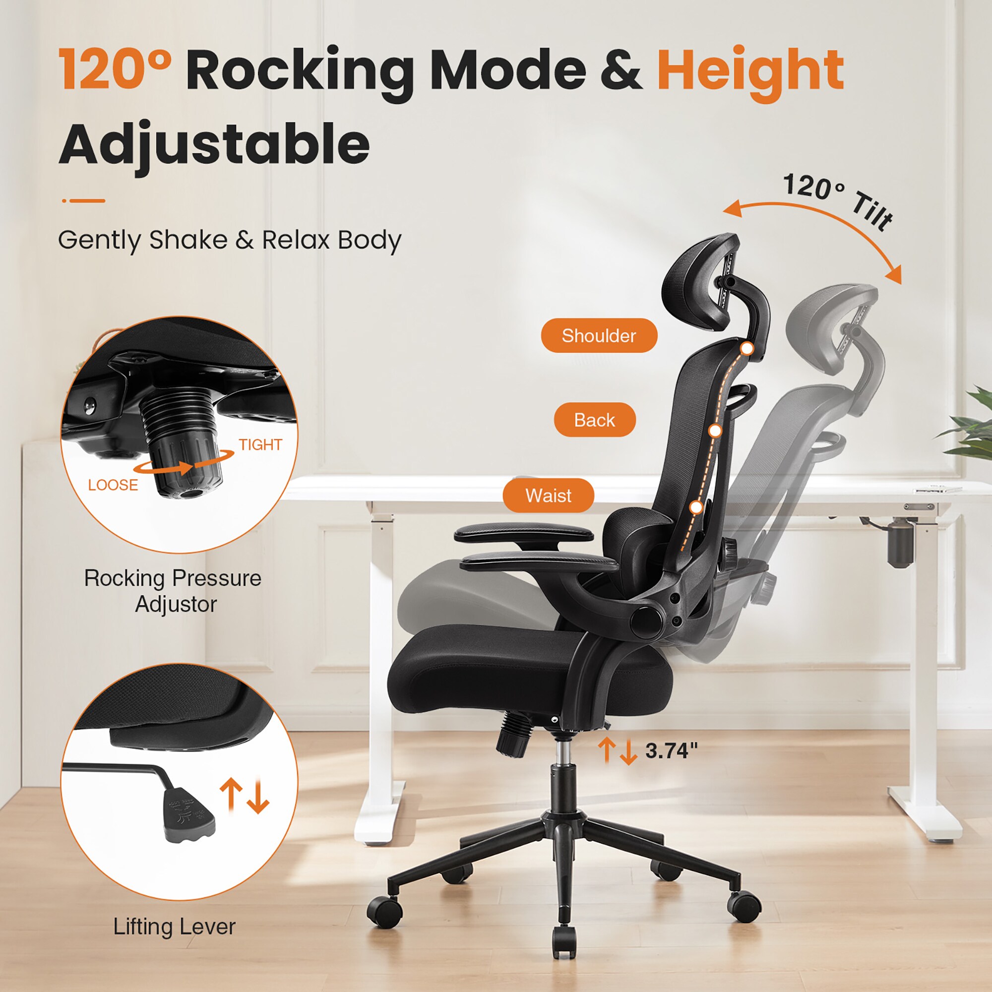 GZMR WF01-GC-V6-BKWH Office-Chairs - View #4