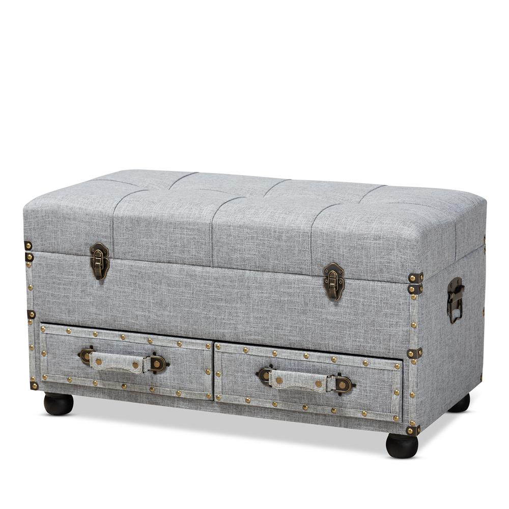 Baxton Studio Flynn Modern Grey Black Storage Ottoman in the