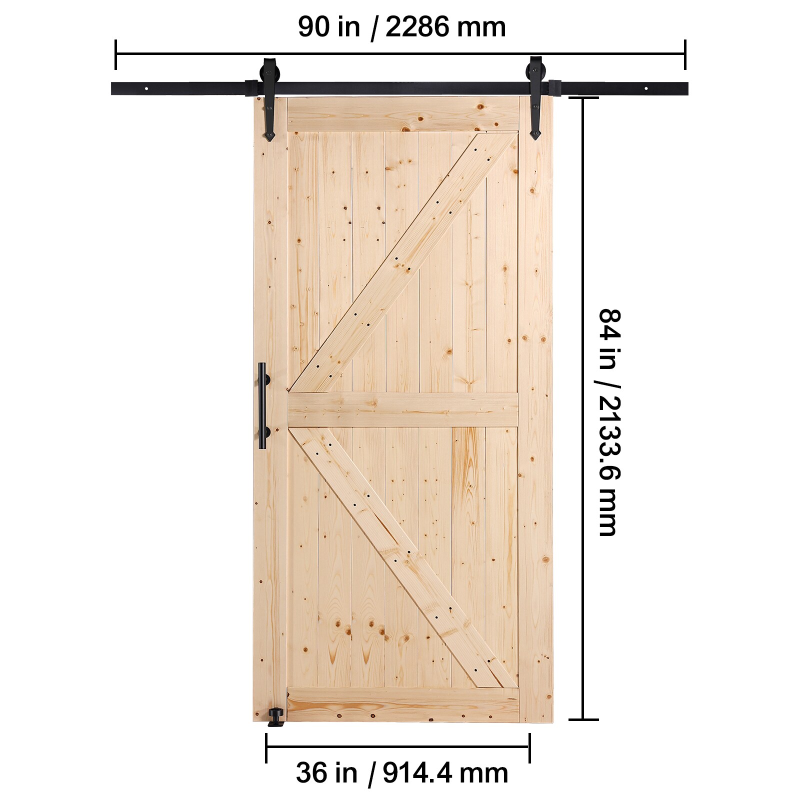 Tinyhomie Barn Door and Hardware Kit 42 x 84 Wood Sliding Barn Door ...