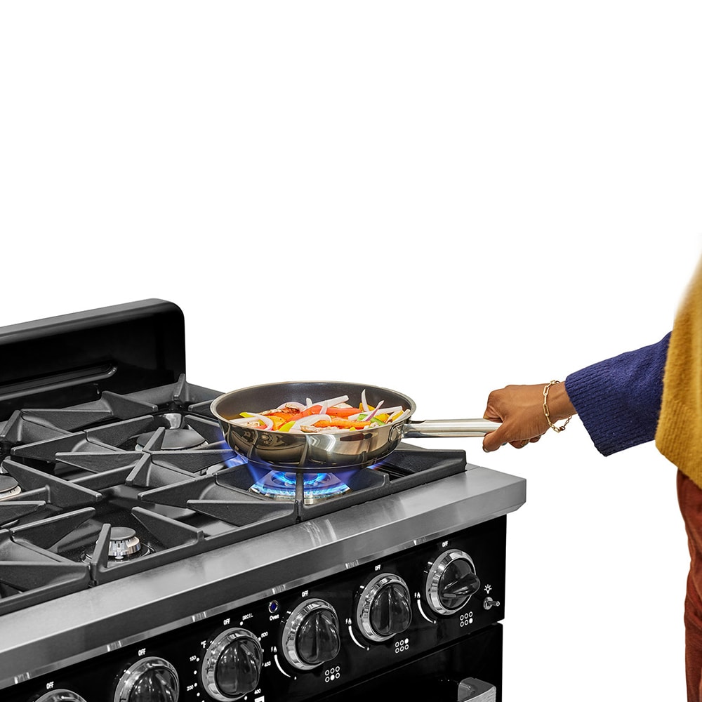 Midnight Black 36" Retro Convection Gas Range with Chrome Accents