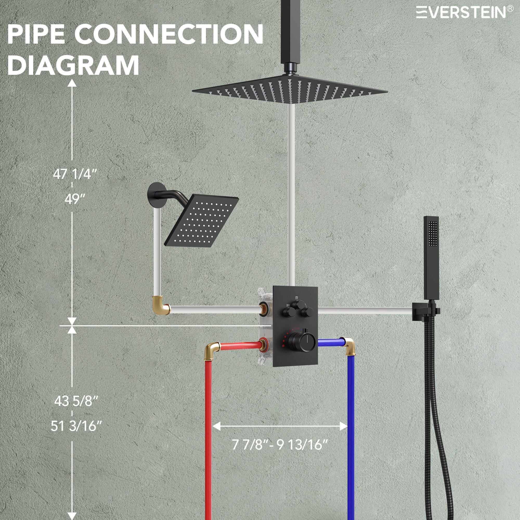 EVERSTEIN Q-922-OTOP Showerhead-Bar-Panels - View #10