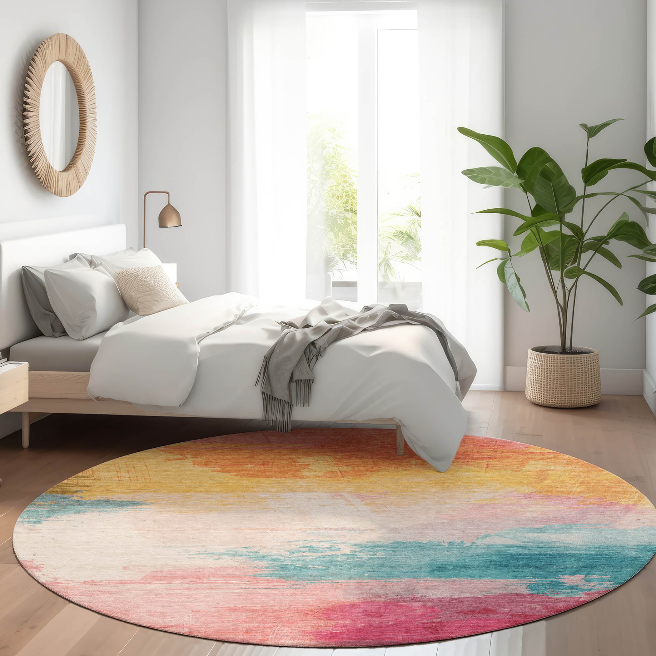 Addison Rugs ACN1520PI8RO Chantille ACN1520PI 8 x 8 (ft) Polyester Pink Round Indoor/Outdoor Geometric Machine washable Area rug
