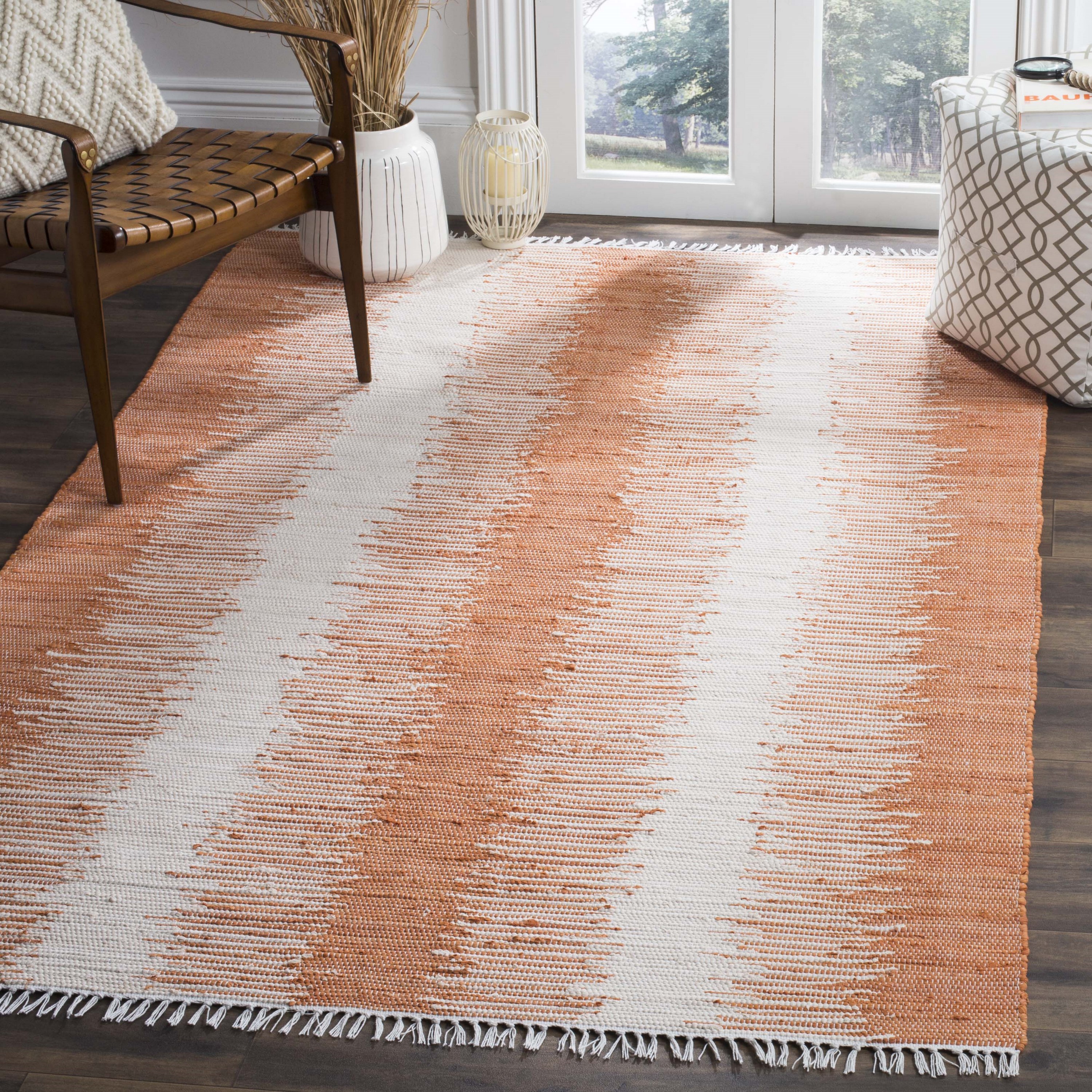 Safavieh MTK751C-57 Montauk Morro 5 x 7 (ft) Cotton Orange Rectangular Indoor Stripe Coastal Area rug