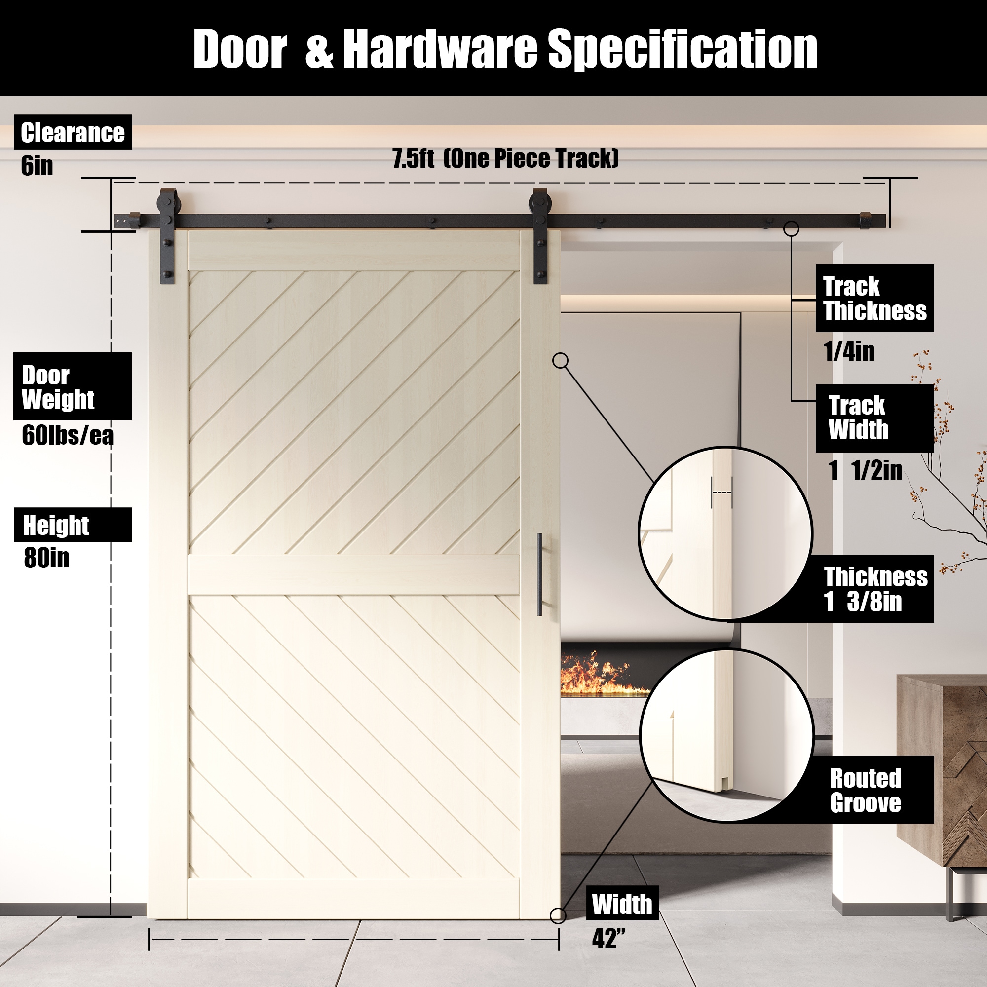 HOMACER YT1H090C-XT3-4280-TG Barn-Doors - View #2