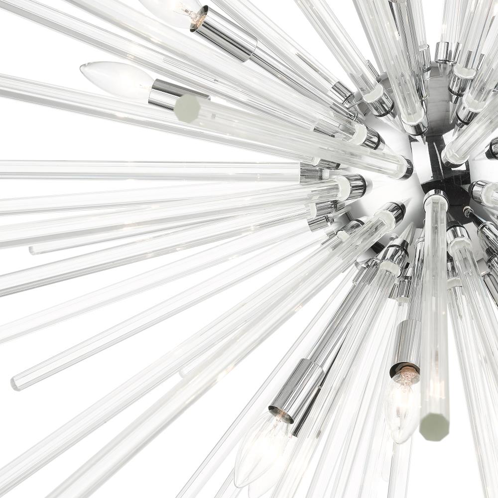 Polished Chrome and Clear Crystal 16-Light Foyer Pendant