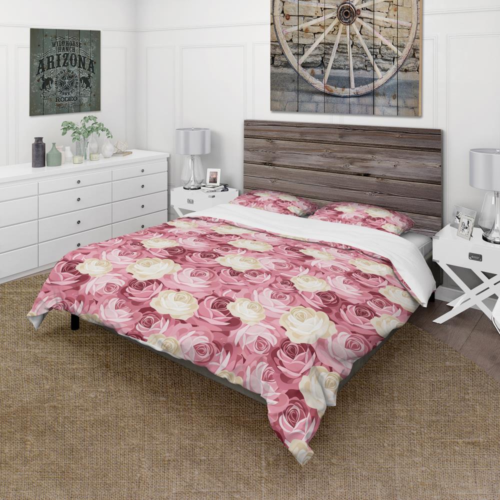 Designart BED19215-T 3 -Piece Pink Twin Duvet cover Set