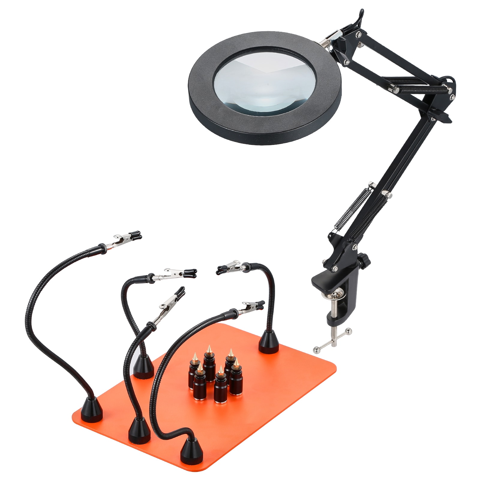 GIVIMO Magnetic Helping Hands Soldering Station with 3X LED Magnifier and 5 Flexible Arms #LW047GIVSS813