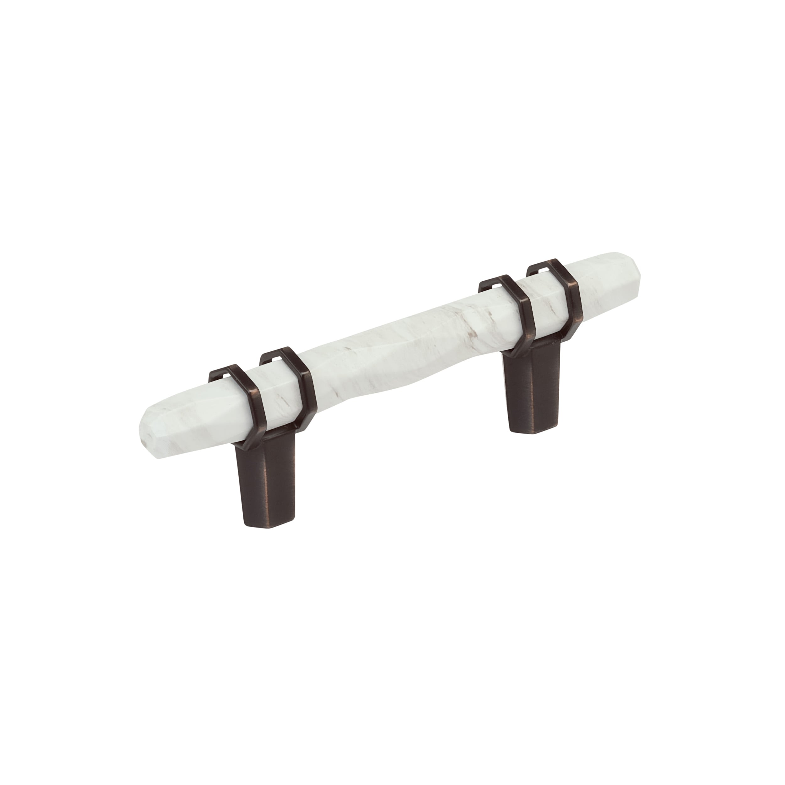 Amerock BP36639MWORB Carrione 3-in , 76mm Center to Center Marble White/Oil-Rubbed Bronze Cylindrical Bar