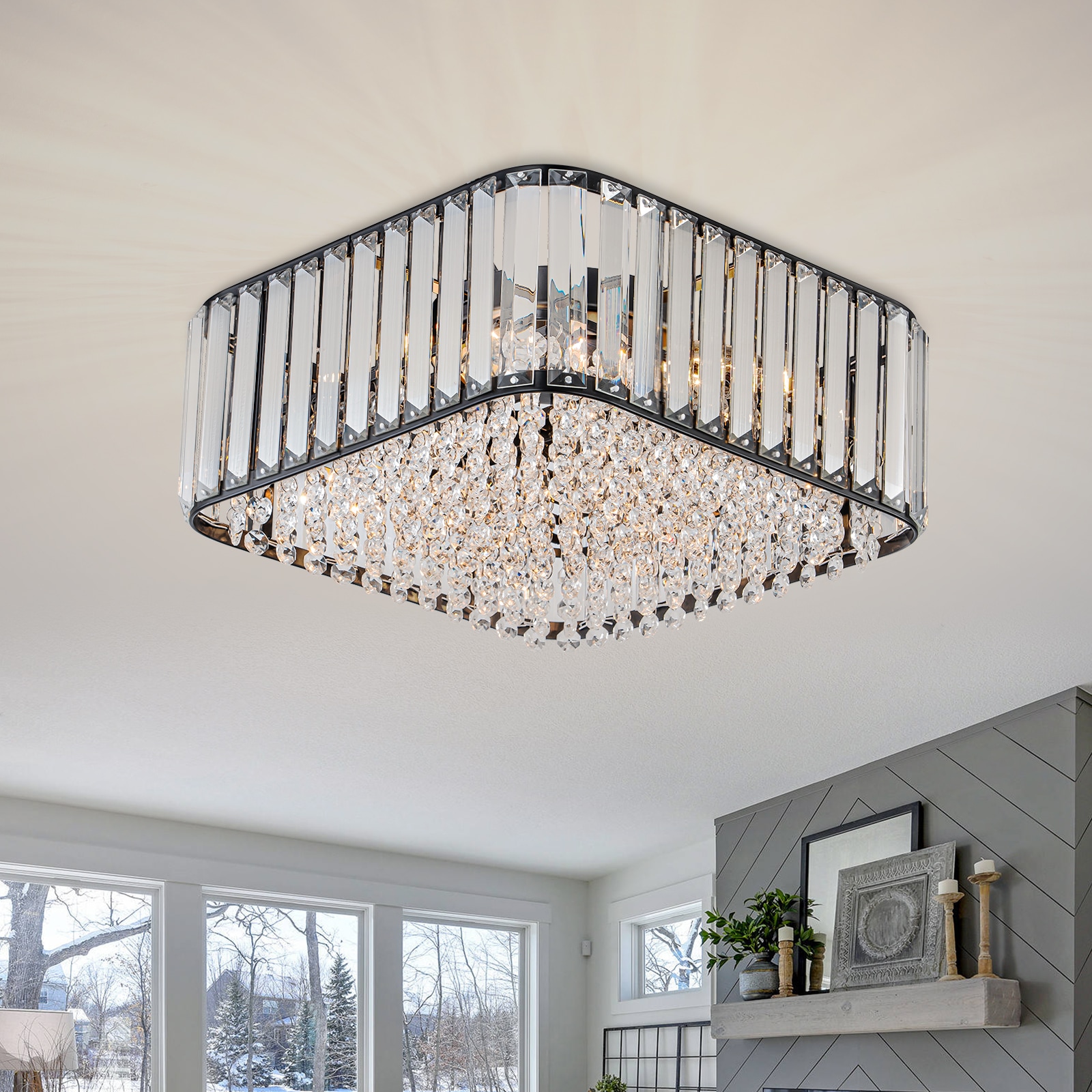 EDISLIVE Y81010000056878 Lueck 4 -Light 13.4-in Black Flush Mount Light
