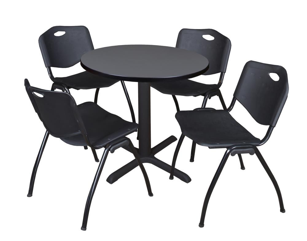 Regency TB30RNDGY47BK Breakroom Gray 4-Person Training Table (30-in W x 29-in H)