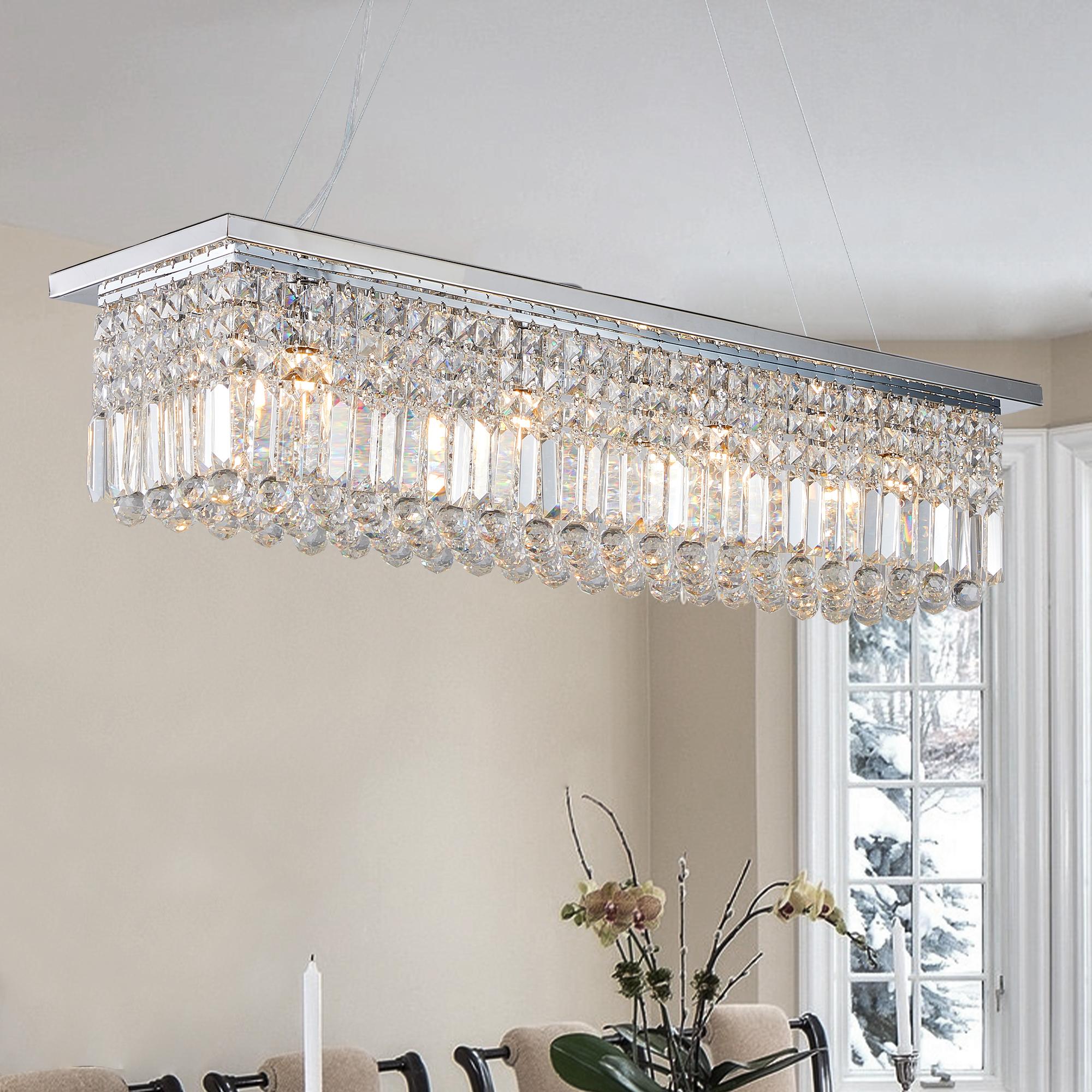 Bayfeve BFLCM-9511-LT Luxury Crystal Pendant Chandelier 8 -Light Gloss Chrome Glam Crystal For Use in Bedrooms, Dining Rooms, Foyers, Kitchens, Living Rooms Chandelier
