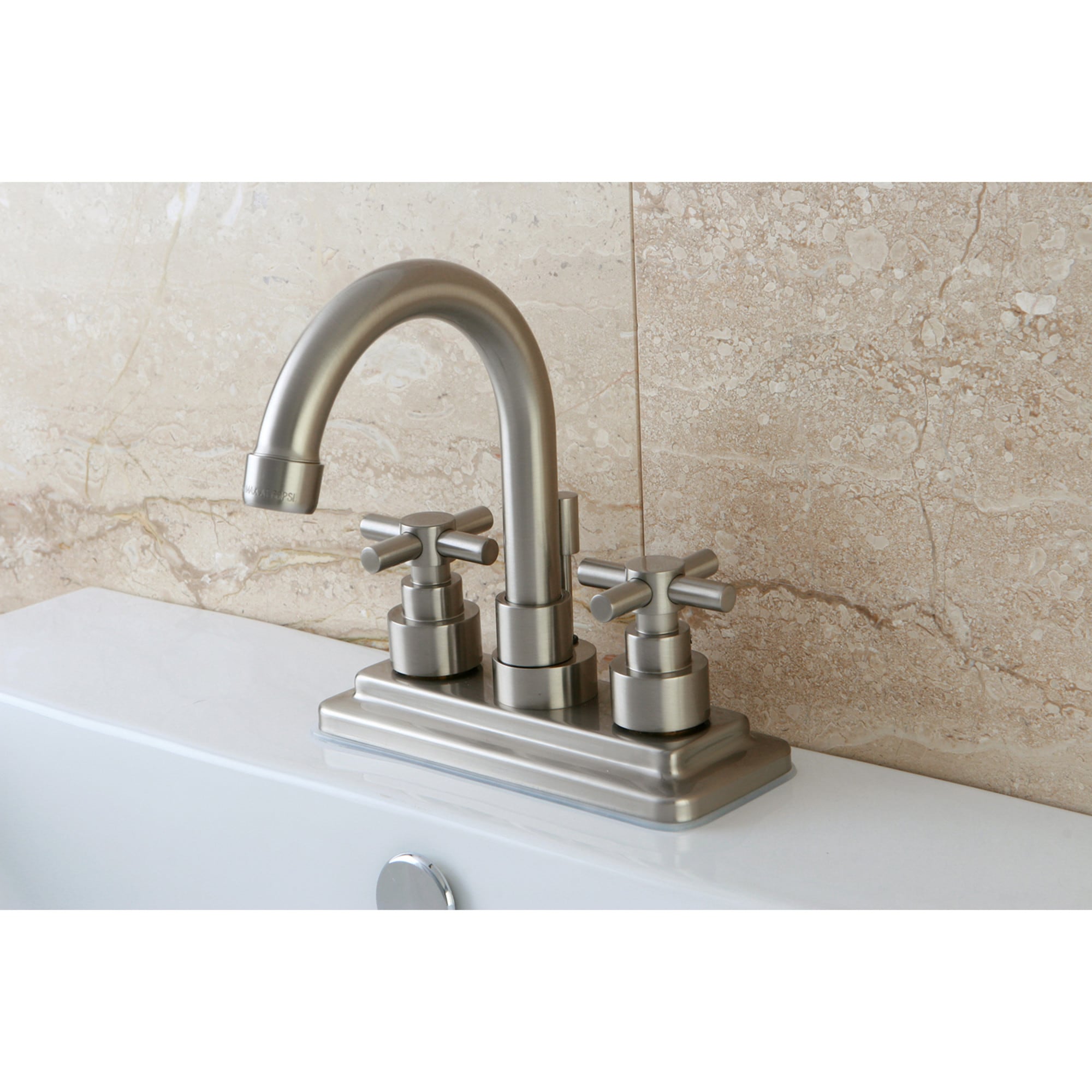 Elements of Design ES8668EX Tampa Satin nickel 4-in centerset 2-handle High-arc Residential Handle Bathroom Sink Faucet with Drain