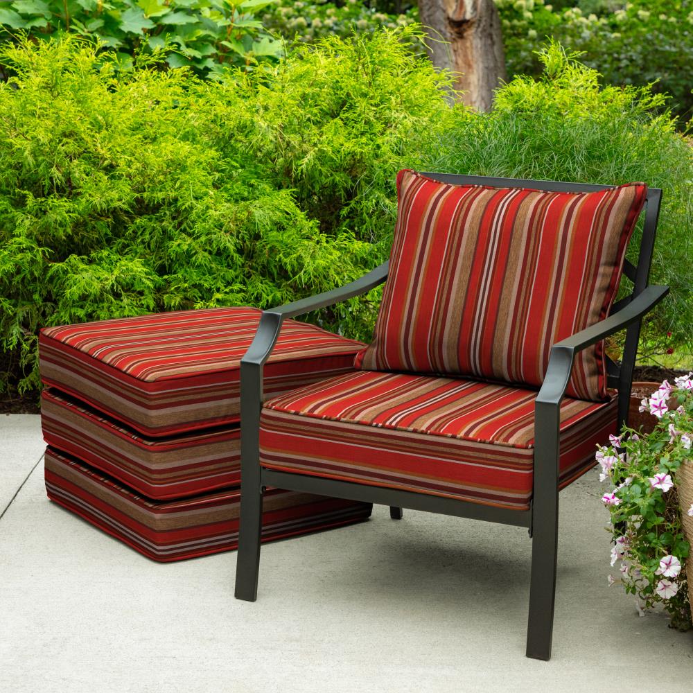 allen + roth 2-Piece Priscilla Stripe Red Deep Seat Patio Chair Cushion ...