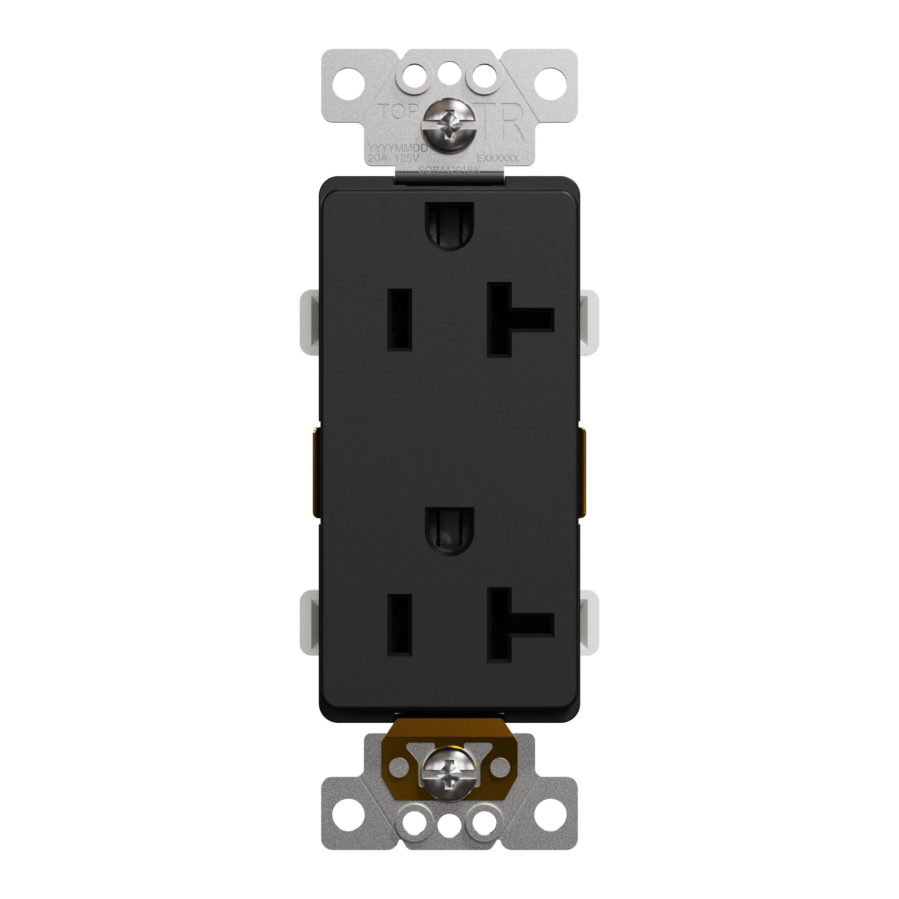 Square D SQR44201BK X Series 20 -Amp 125-volt Tamper Resistant Residential/Commercial Decorator Outlet , Matte Black