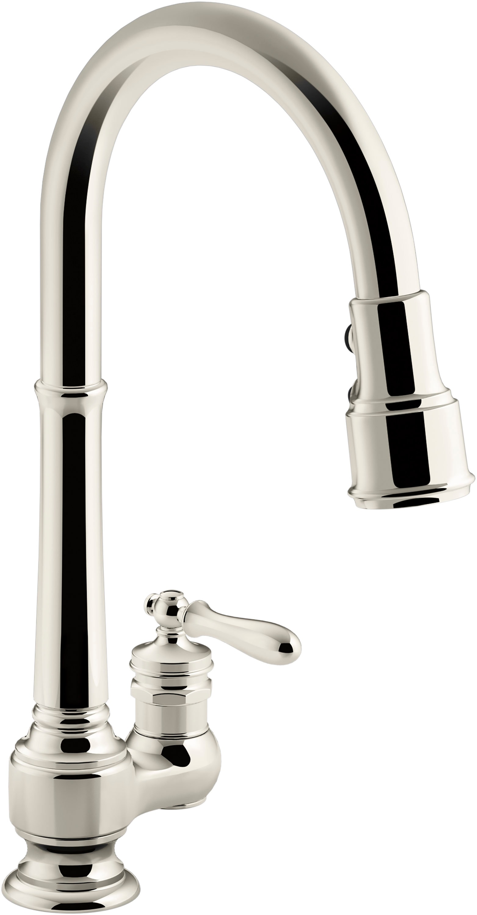 Kohler Artifacts Vibrant Polished Nickel Single Handle Pull Down Kitchen Faucet With Sprayer 4753