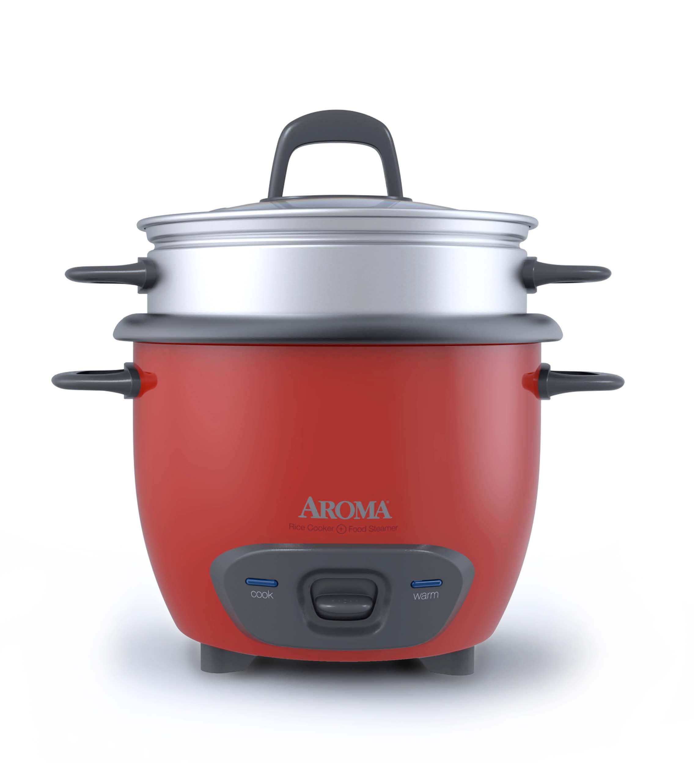 Aroma 6-Cup Red Pot Style Rice Cooker with Keep Warm Setting - ARC-743-1NGR  in the Rice Cookers department at